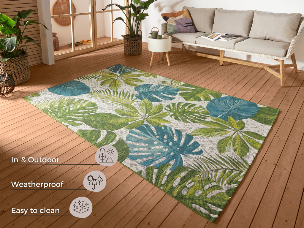 Hanse Home Flair Inom- och utomhusmatta Tropical Leaves Turquoise grön