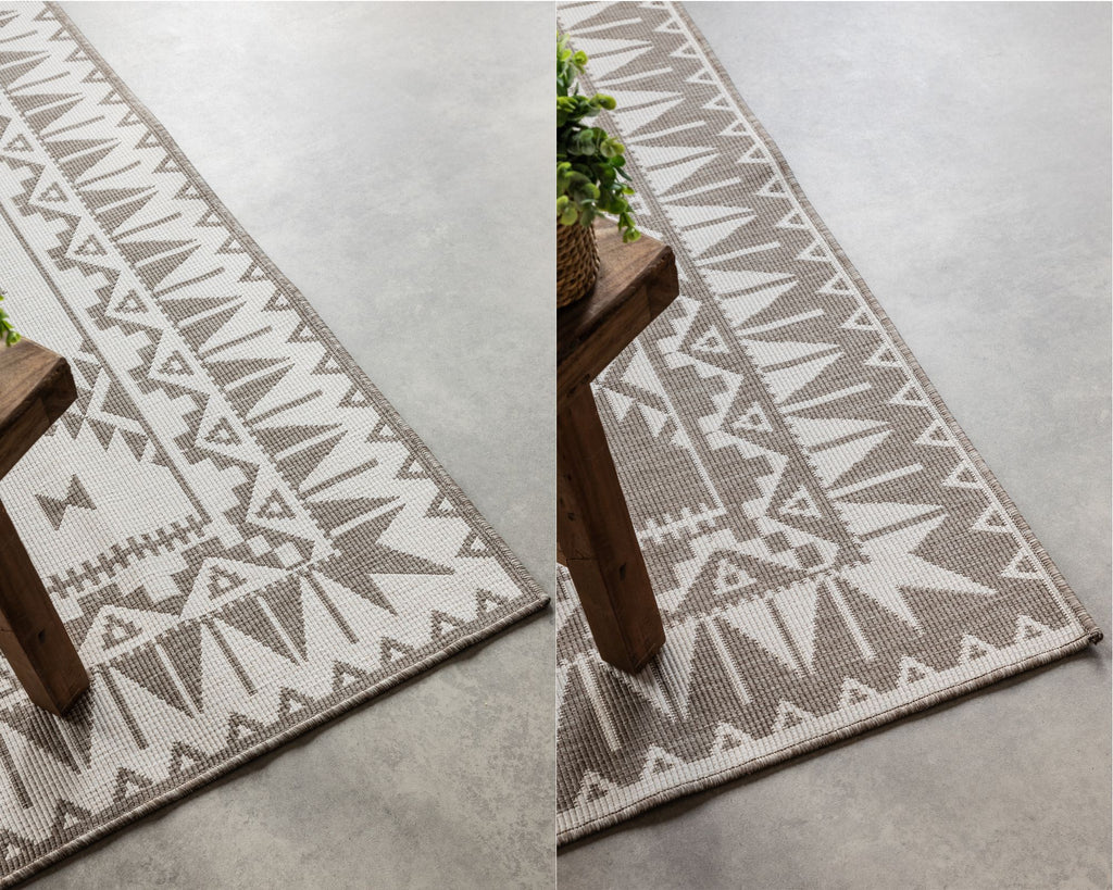 Elle Decoration Gemini Vändbar inom- och utomhusmatta Dynamic linne – detaljbild