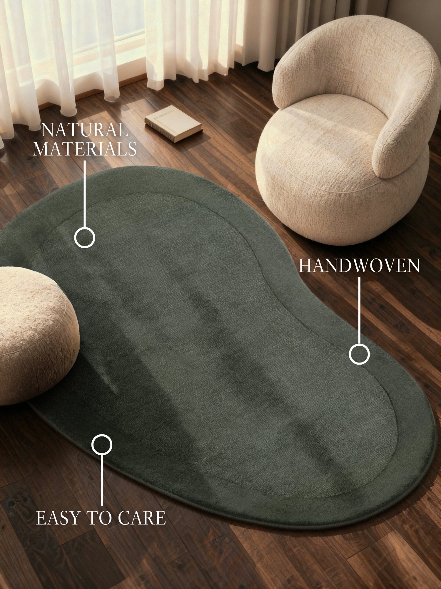Villeroy & Boch 1812 Ullmatta organisk form Kivi natur grön