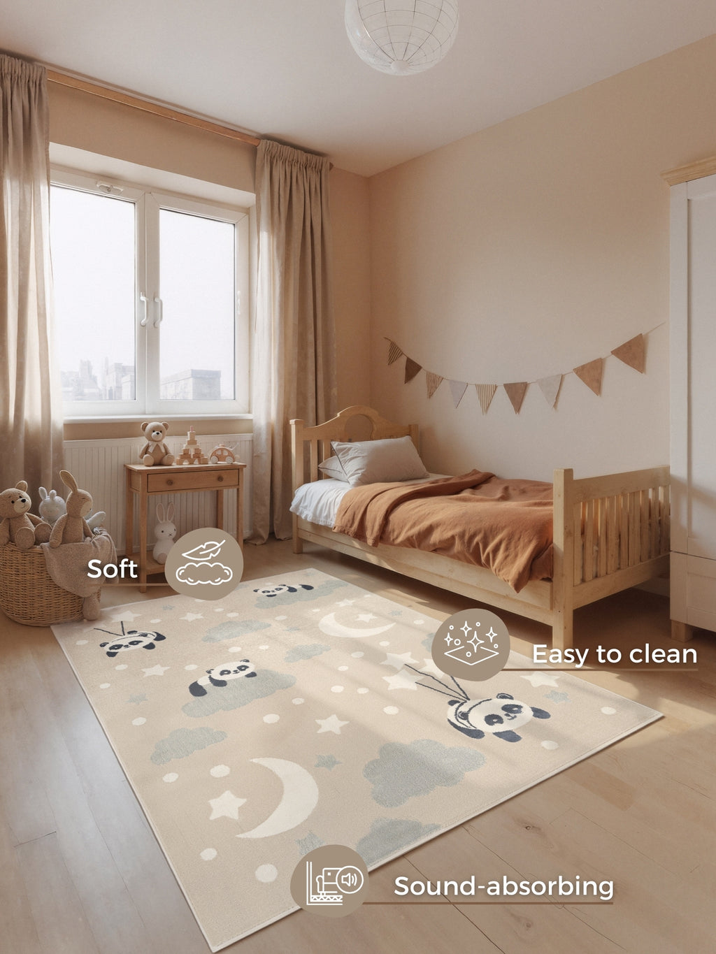 Hanse Home Adventures Barnmatta Dreamy Panda beige flerfärgad