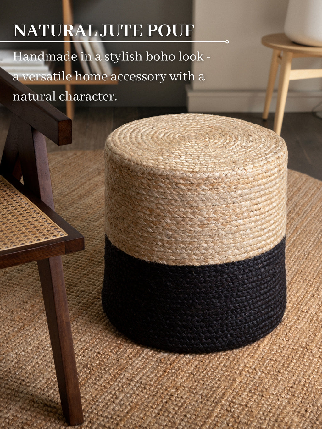 Hanse Home Looma Jutepuff Looma natur guld svart