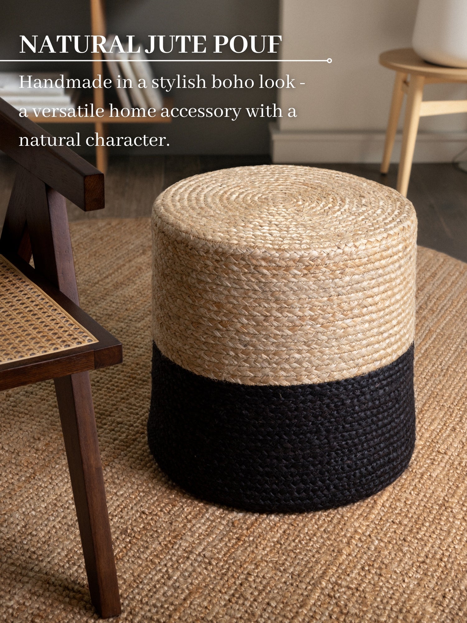 Hanse Home Looma Jutepuff Looma natur guld svart