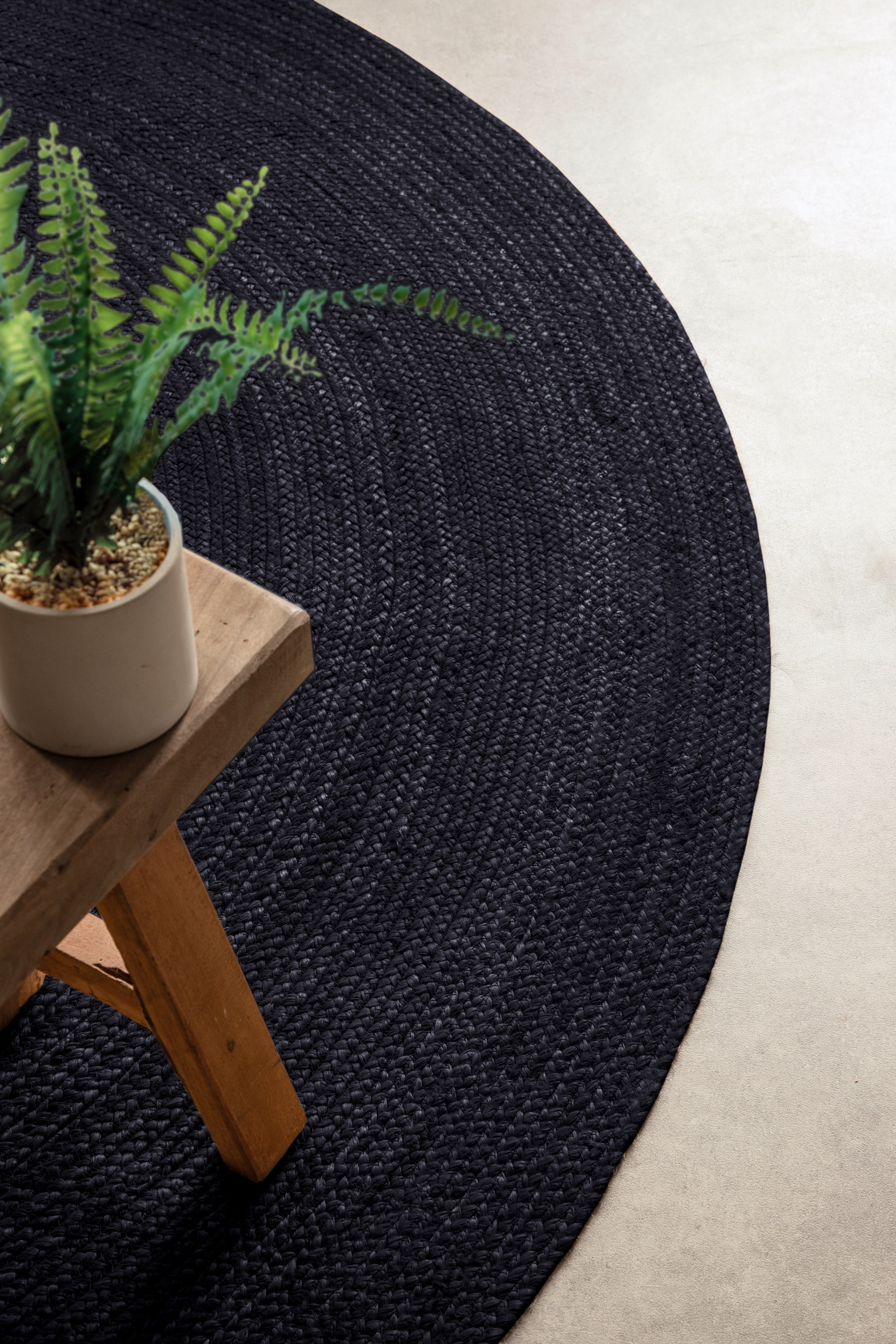 Hanse Home Jute Braided Jutematta rund Rangpur svart