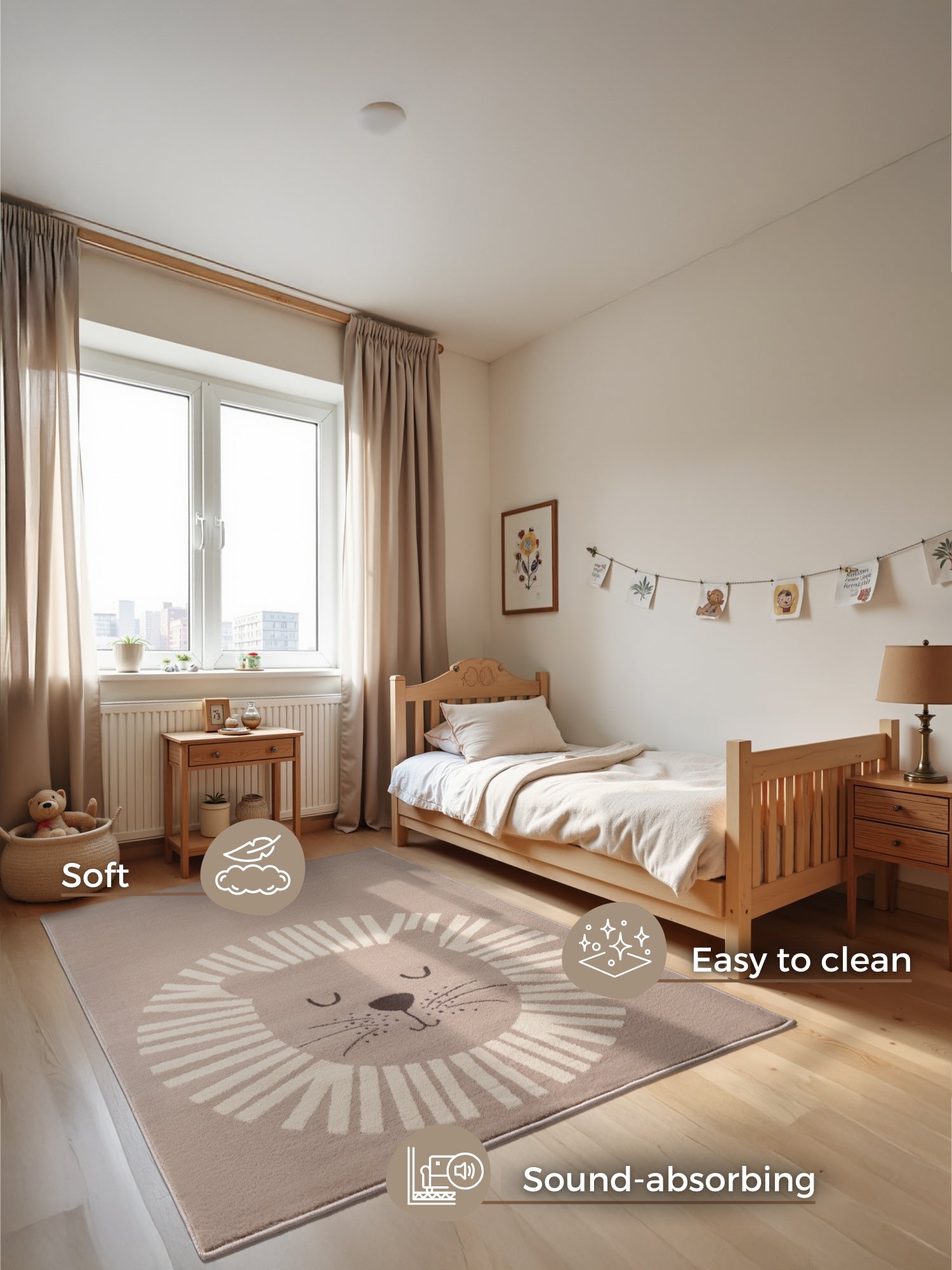 Hanse Home Adventures Barnmatta Happy Lion beige creme