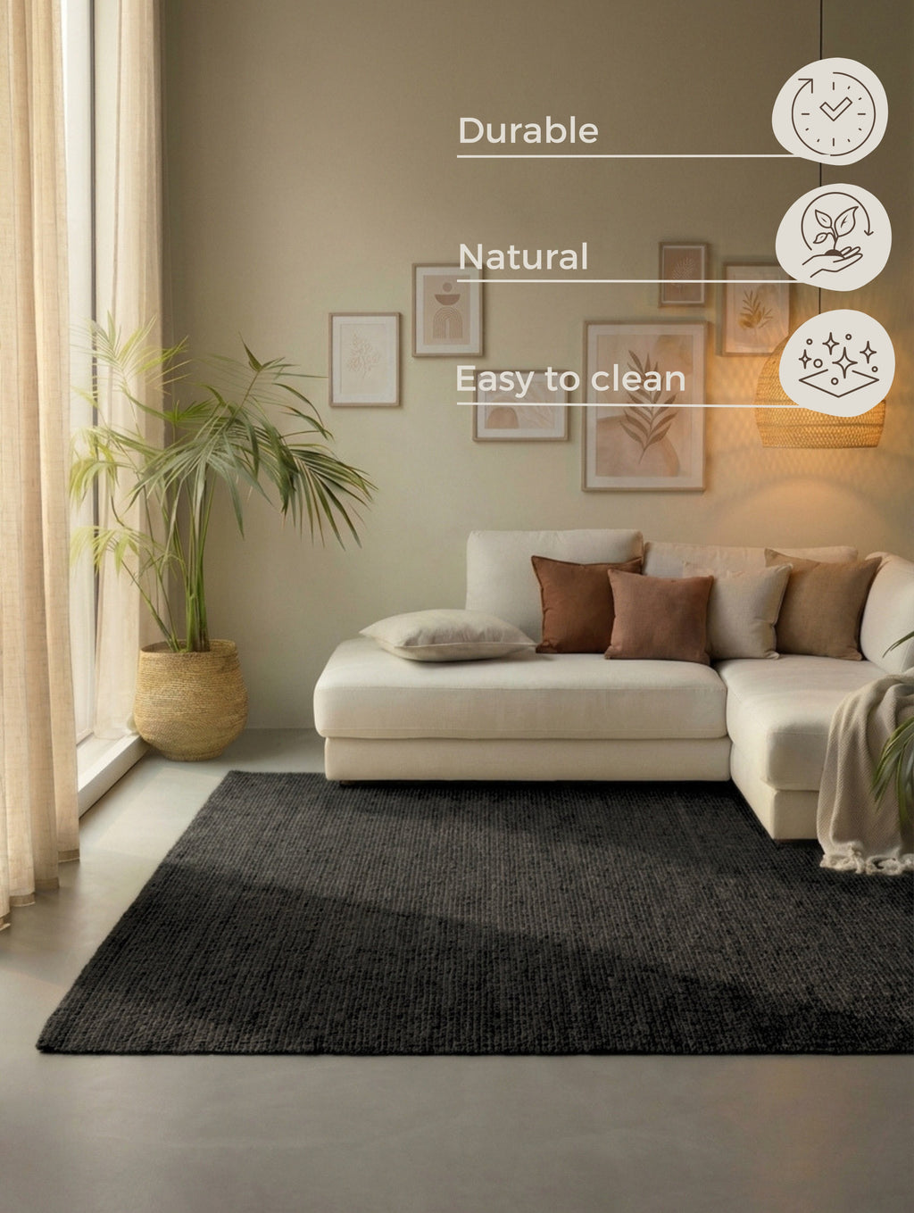 Hanse Home Bouclé-jutematta Jaipur djupsvart