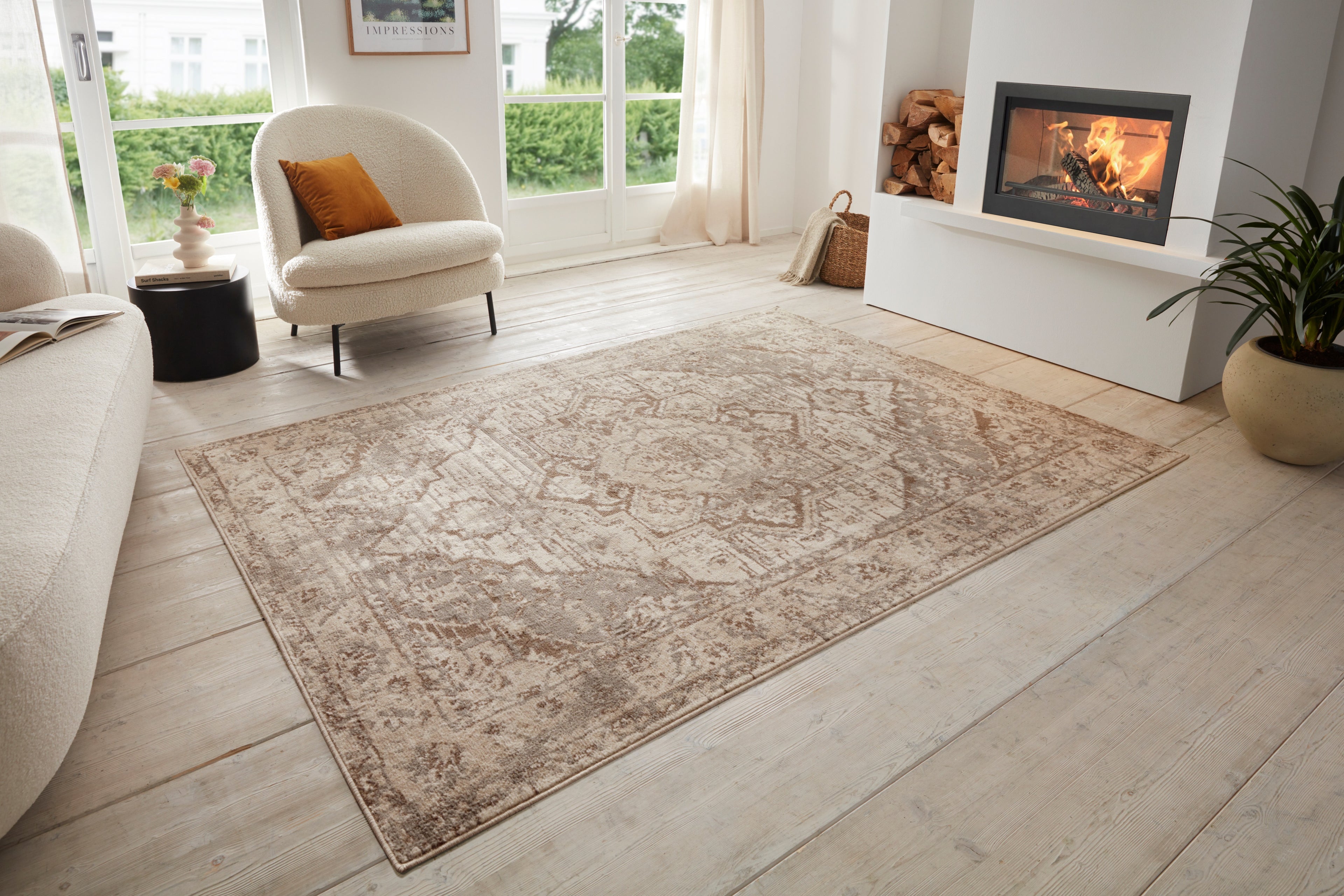 Hanse Home Terrain Designerkortluggsmatta Sand creme brun