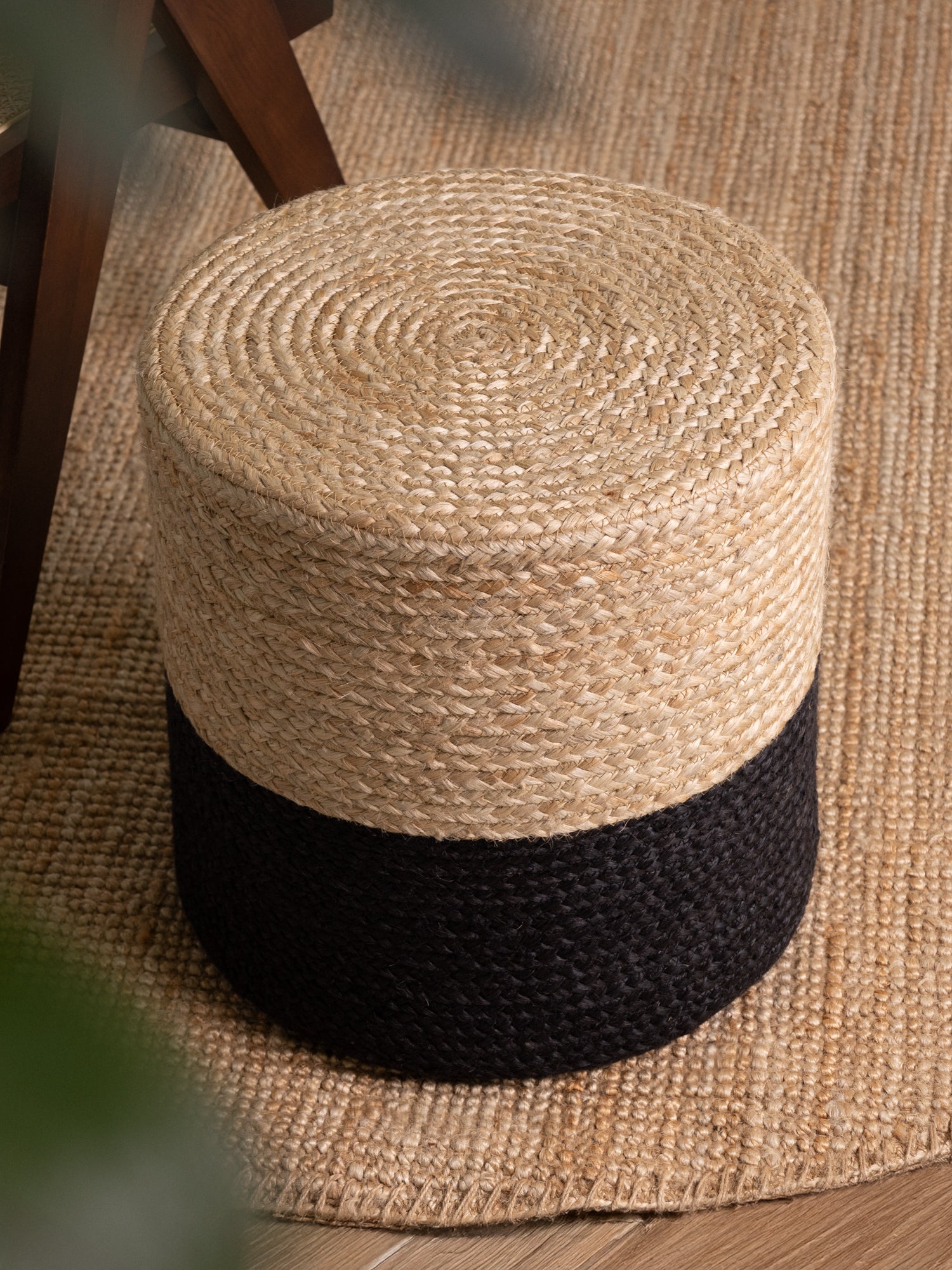 Hanse Home Looma Jutepuff Looma natur guld svart