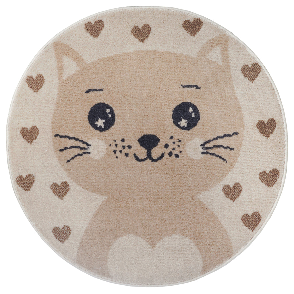 Hanse Home Adventures Barnmatta rund Cat creme beige