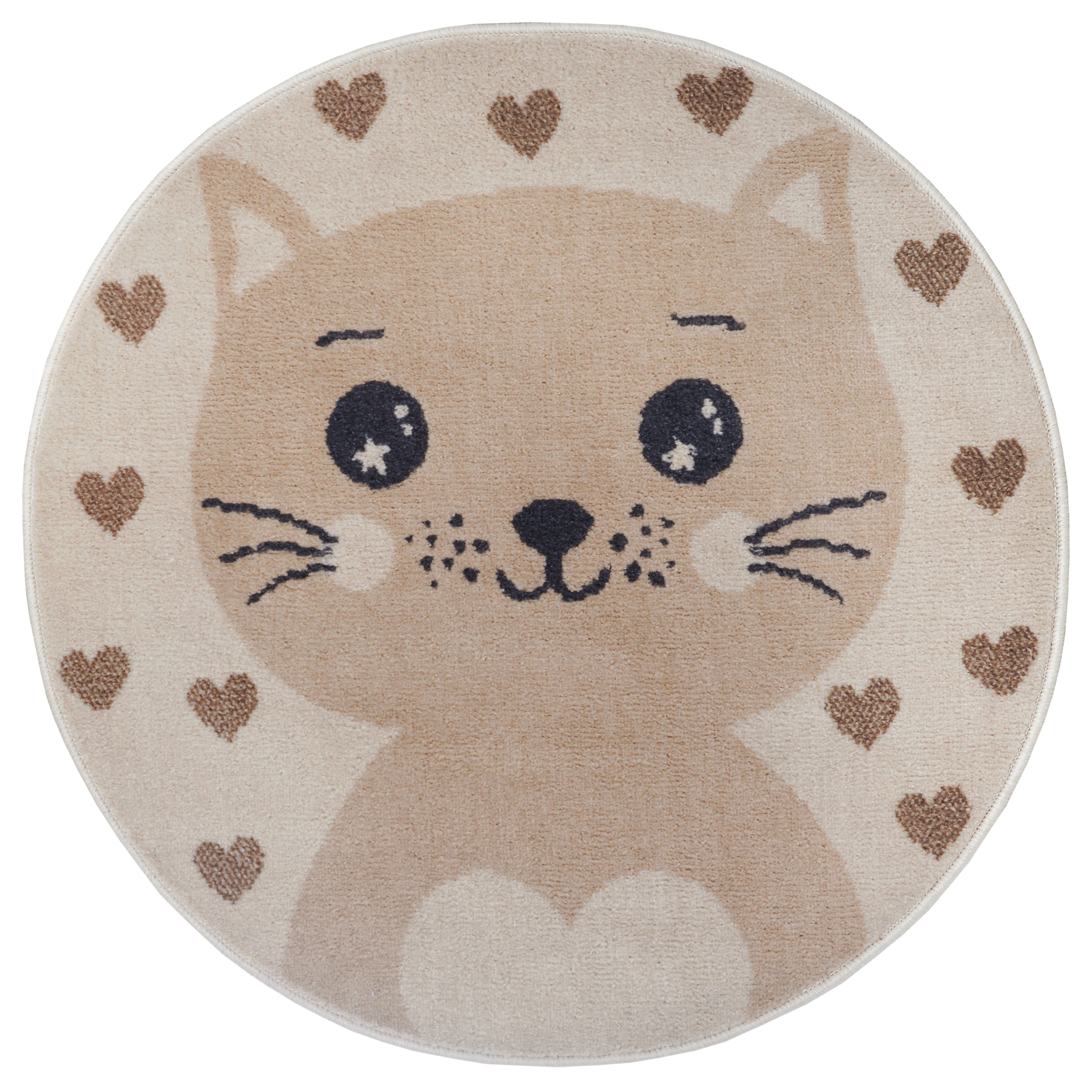 Hanse Home Adventures Barnmatta rund Cat creme beige