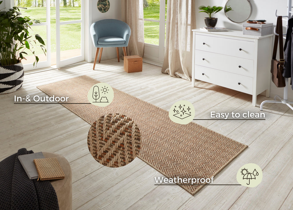 Flatwoven Löpare for Inom- och utomhus Nature 500 in Sisal-Look