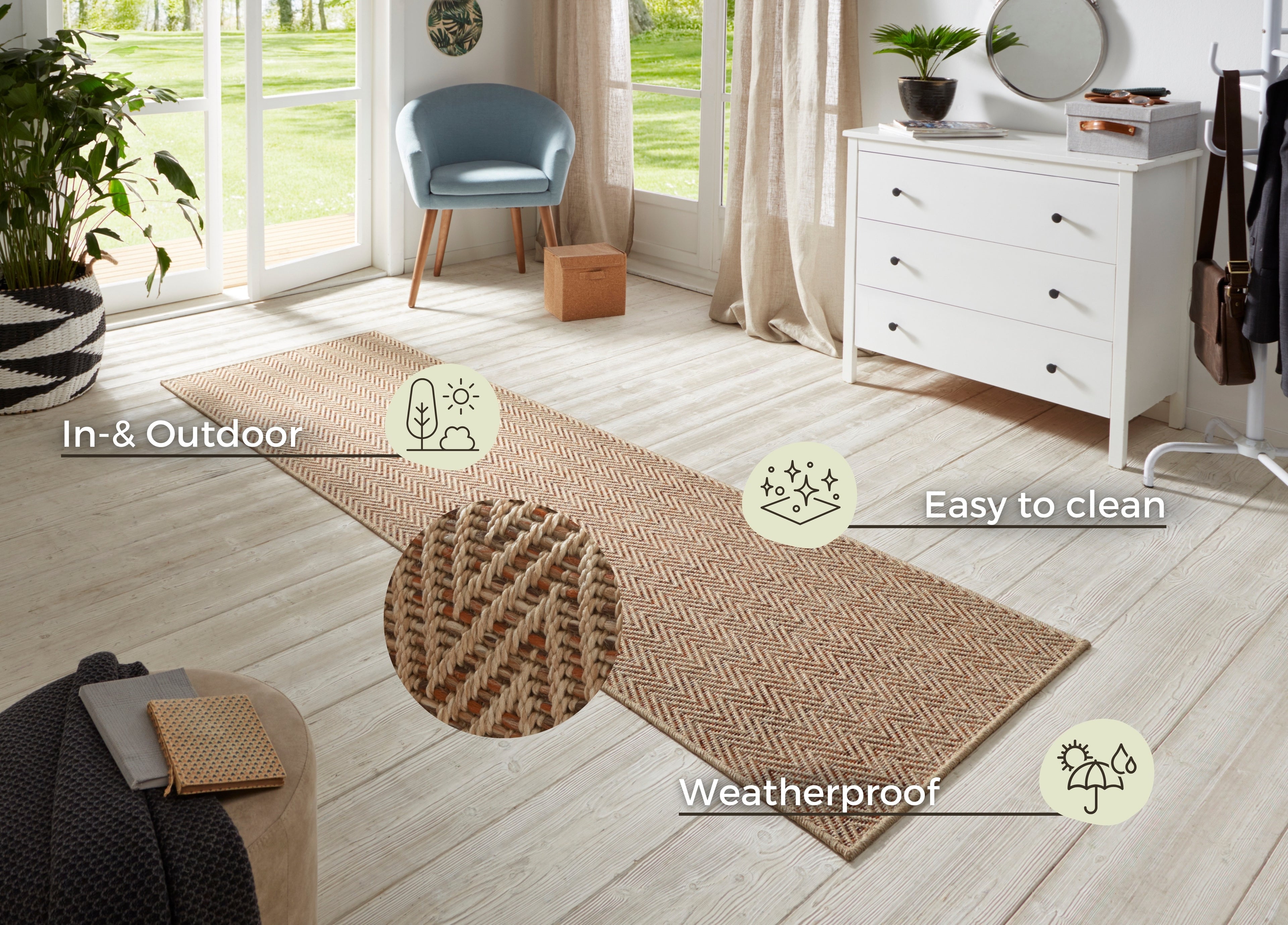 Flatwoven Löpare for Inom- och utomhus Nature 500 in Sisal-Look