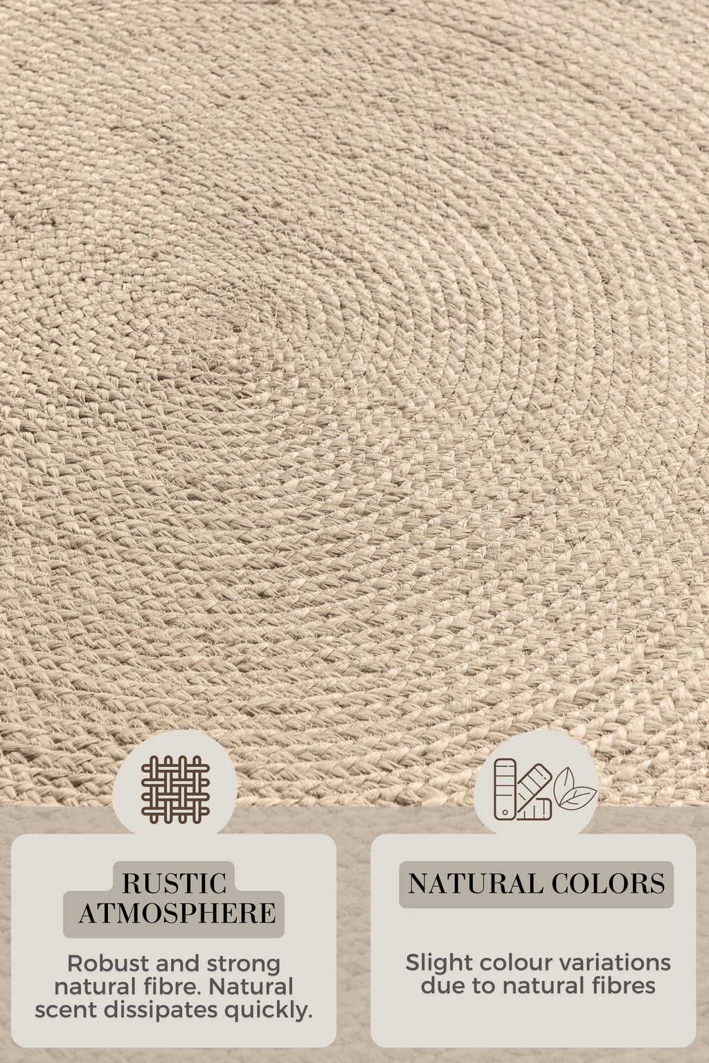 Hanse Home Jute Braided Jutematta rund Rangpur natur elfenben
