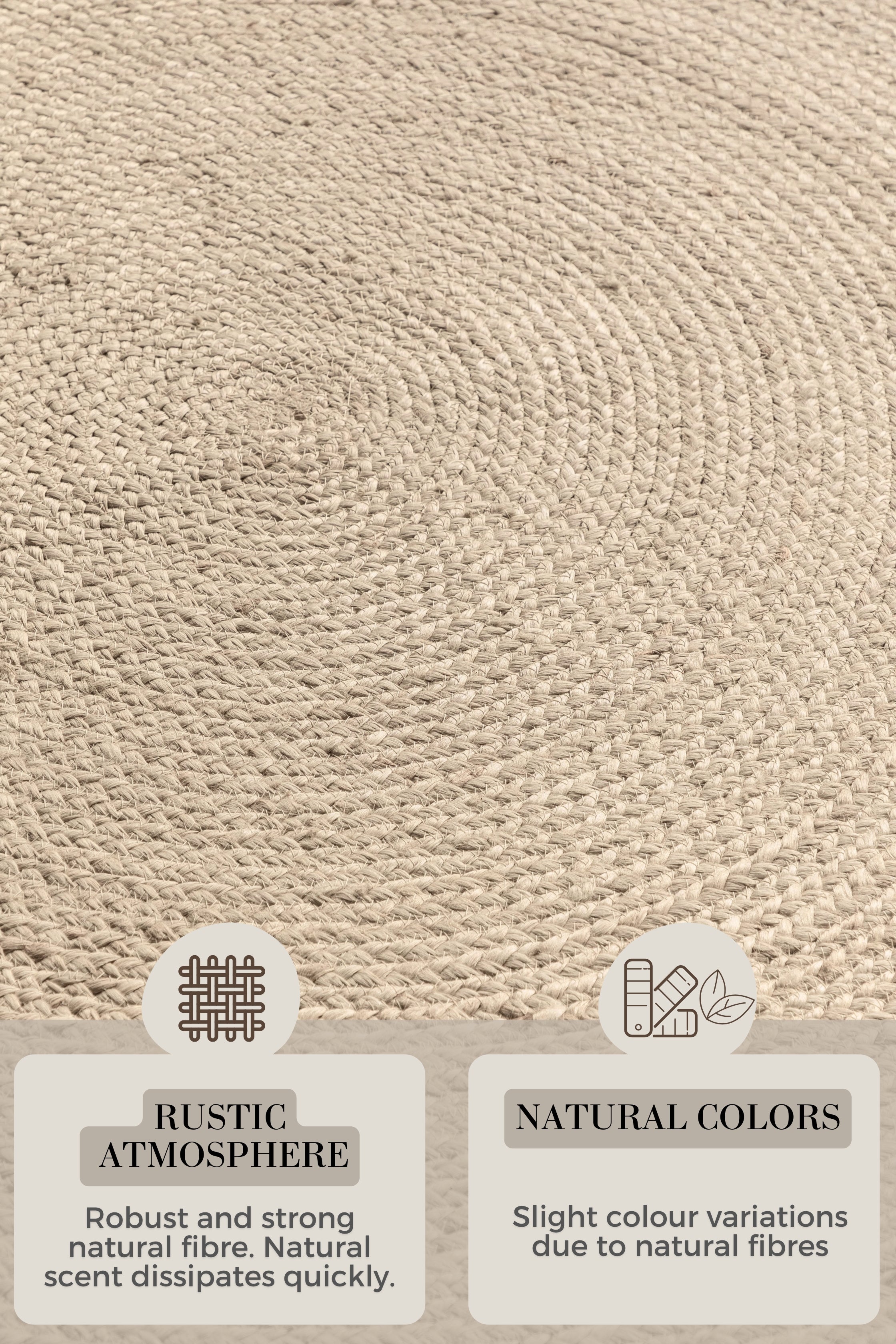 Hanse Home Jute Braided Jutematta rund Rangpur natur elfenben