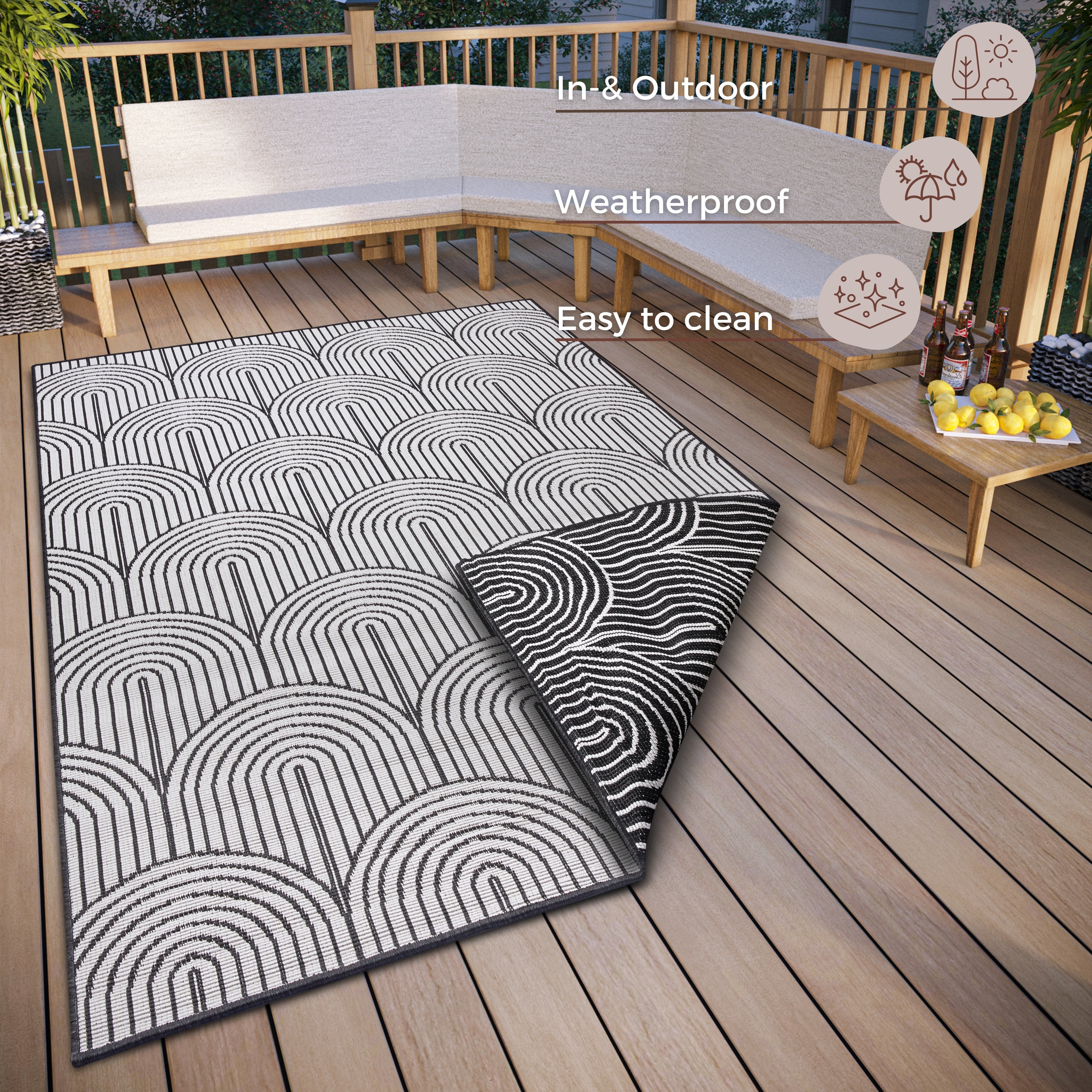 Hanse Home Flatweave Vändbar inom- och utomhusmatta Pangli svart