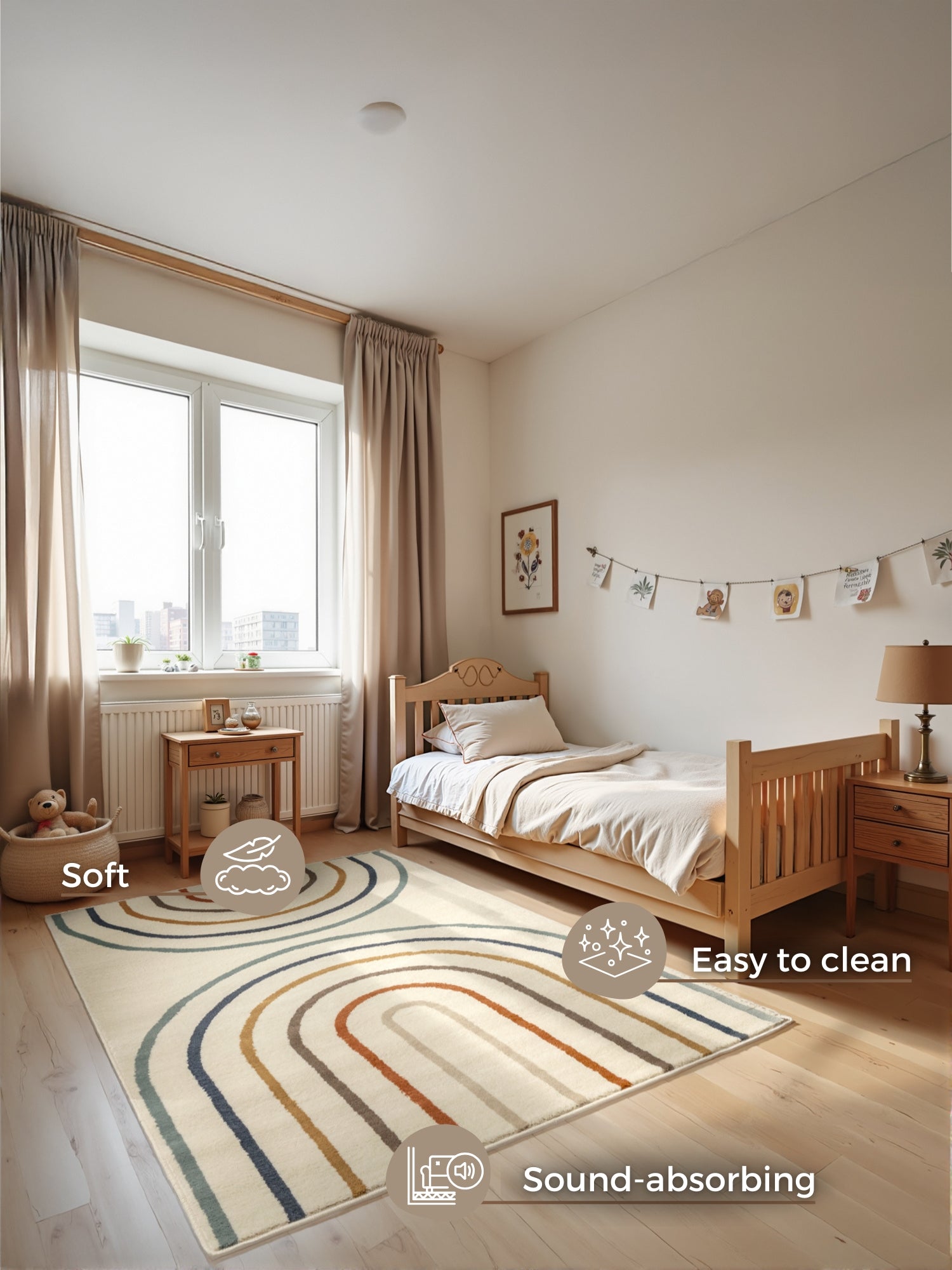 Hanse Home Adventures Barnmatta Double Rainbow creme flerfärgad