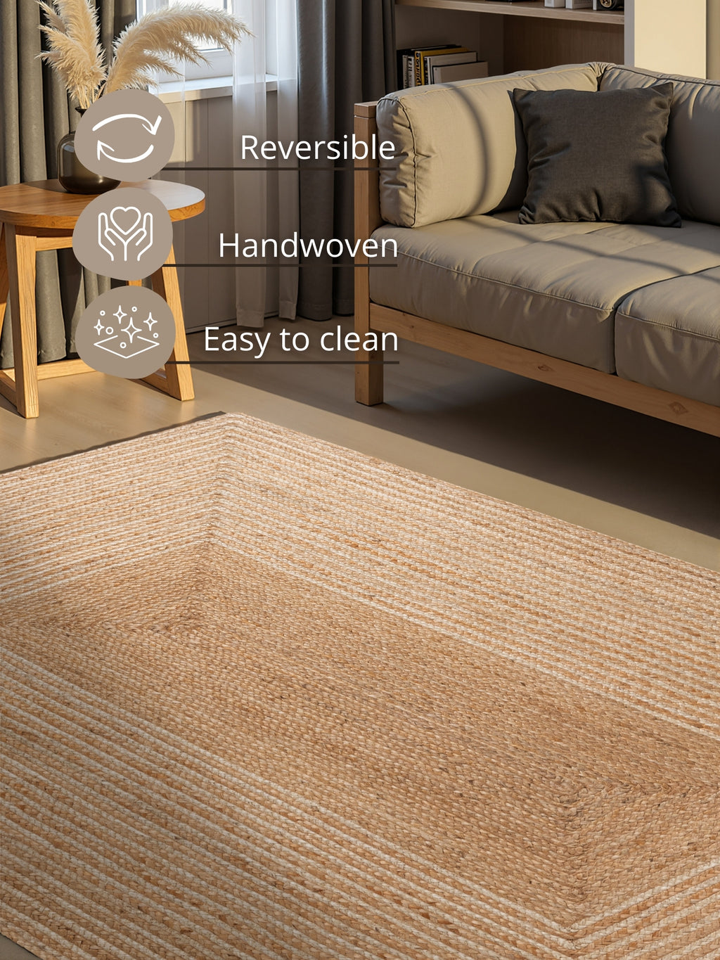 Hanse Home Juno Jutematta Juno Line natur vit guld