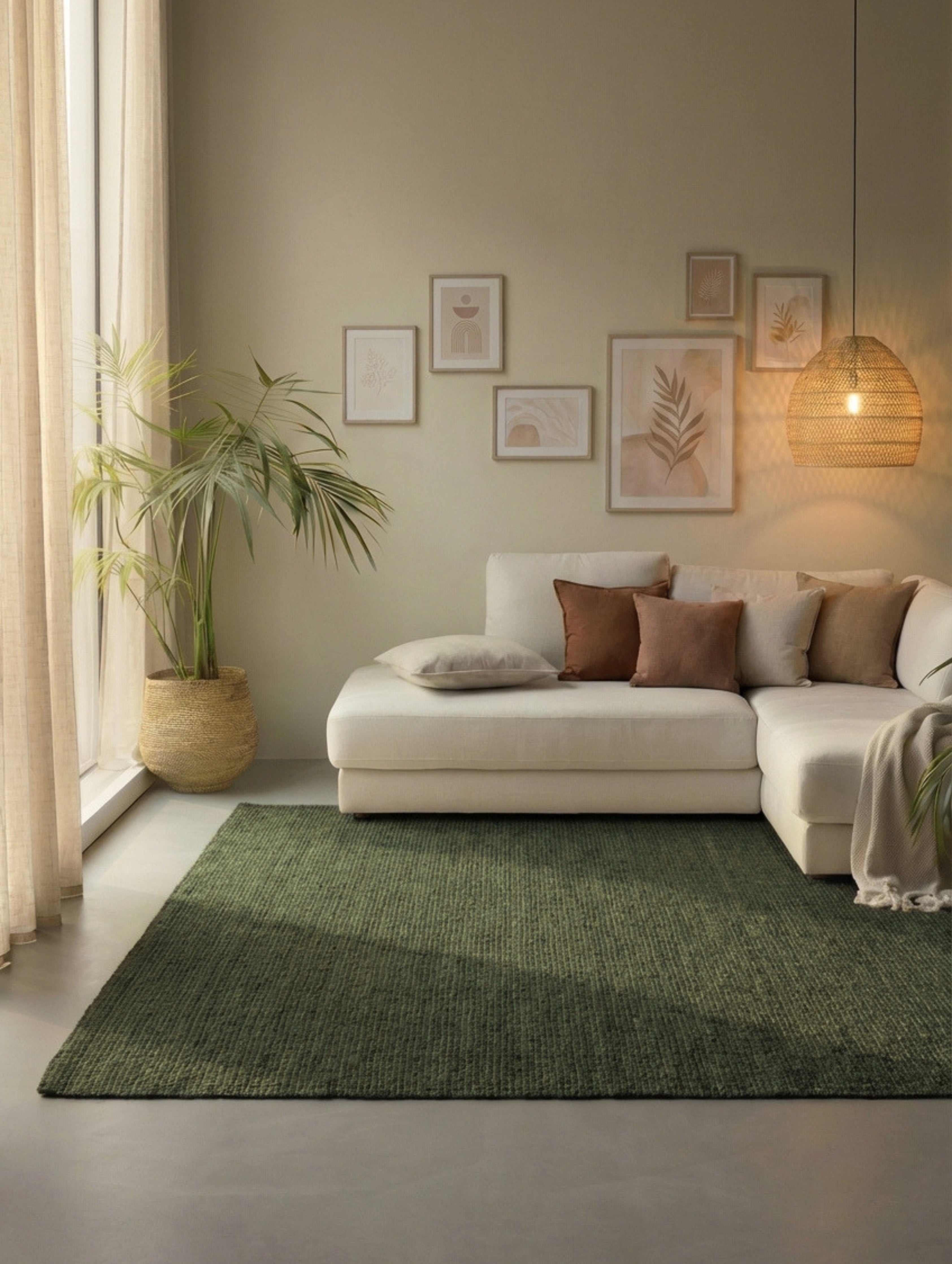 Hanse Home Bouclé-jutematta Jaipur djungelgrön