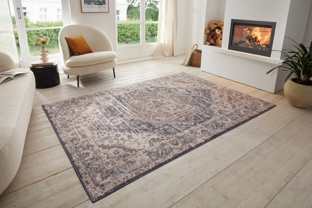 Hanse Home Terrain Designerkortluggsmatta Sand creme blå