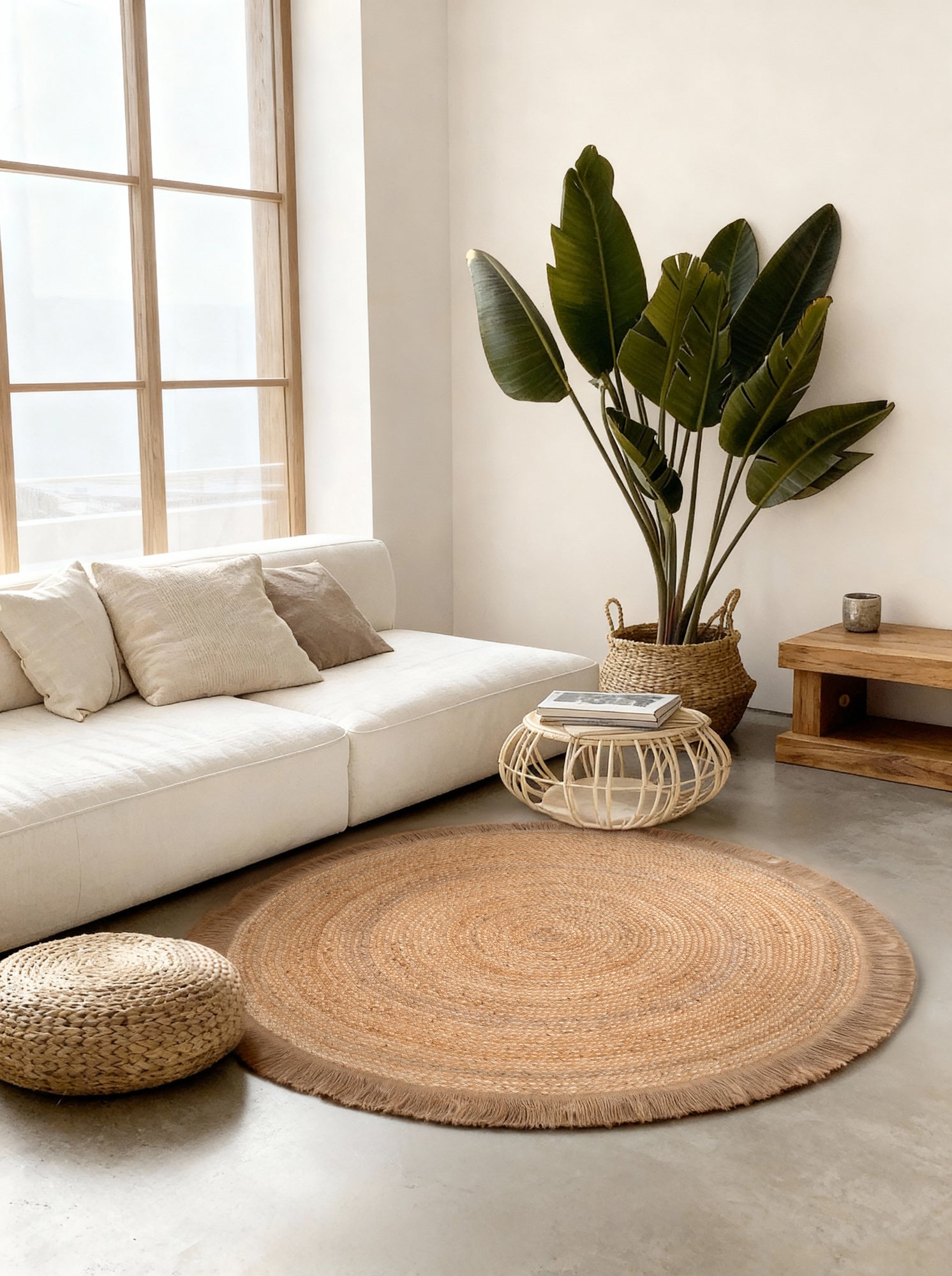 Hanse Home Jute Braided Jutematta rund Nuru natur guld