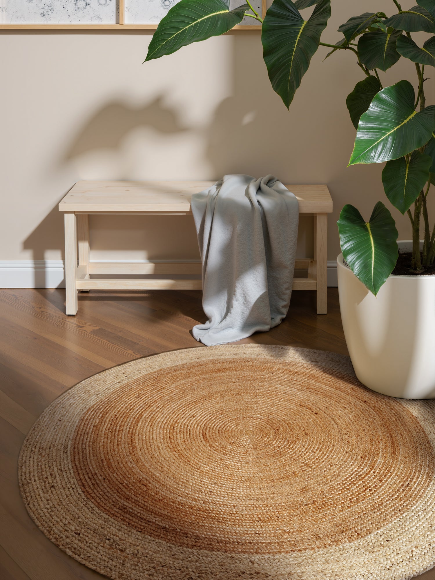 Hanse Home Looma Jutematta rund Looma natur guld elfenben