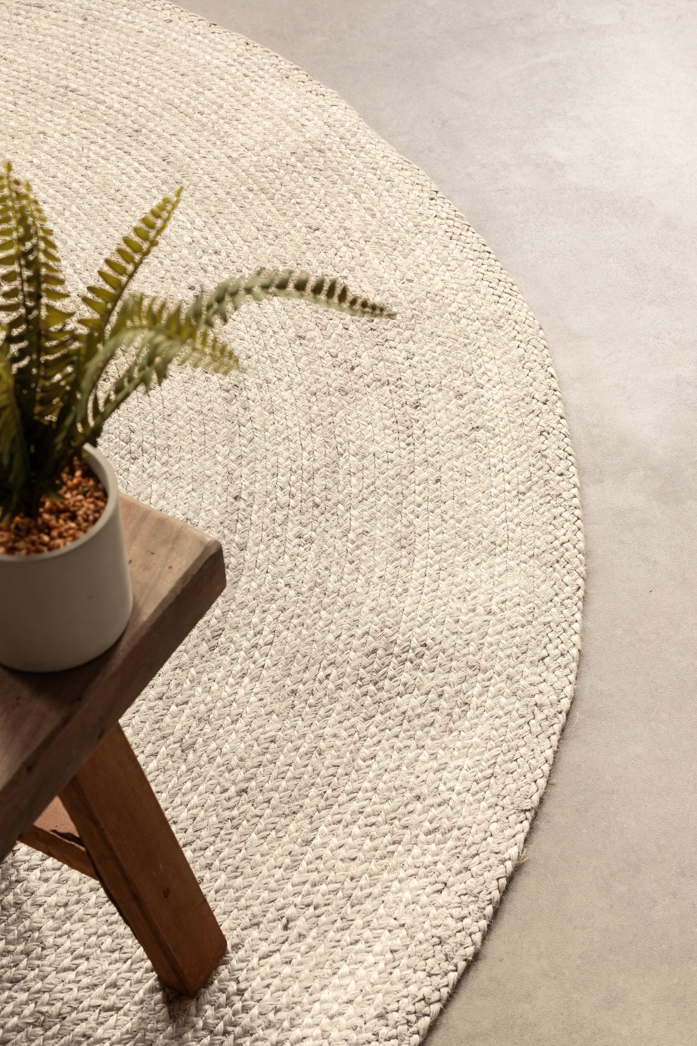 Hanse Home Jute Braided Jutematta rund Rangpur vit