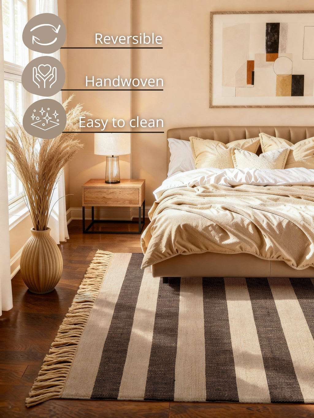 Hanse Home Handloom 1.0 Jutematta Playa natur vit svart