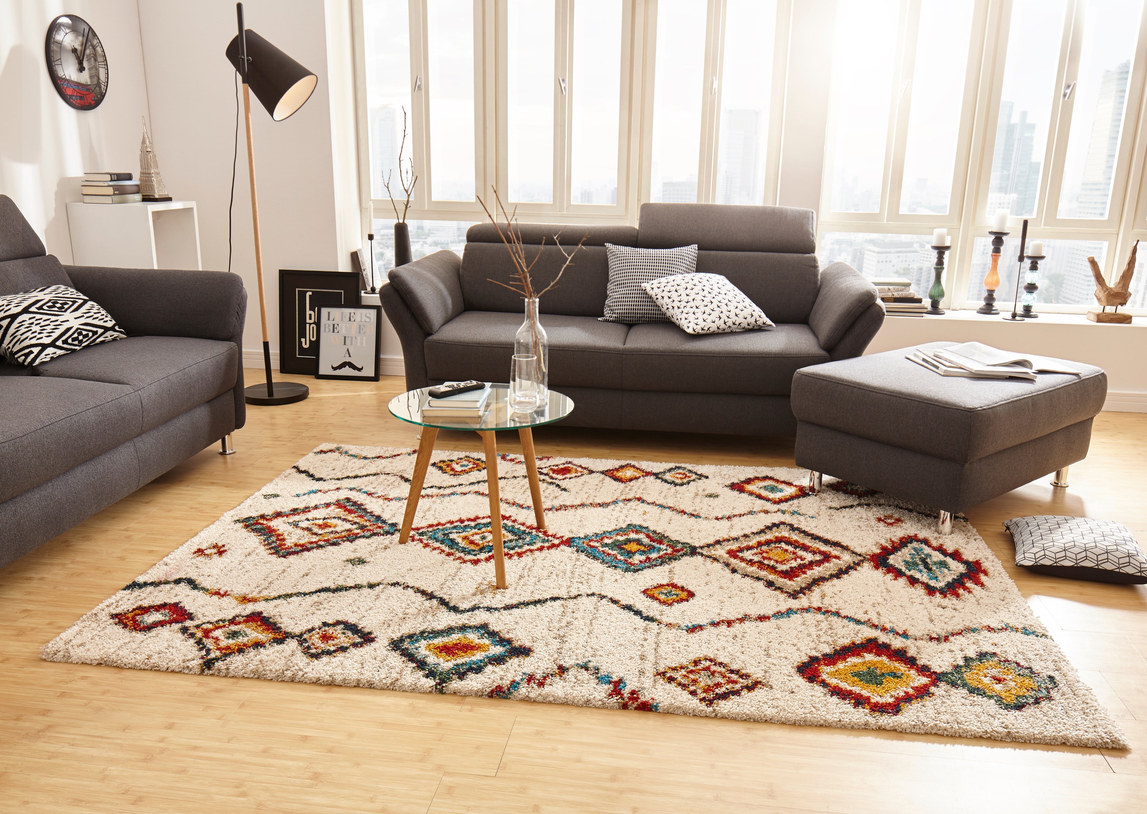 Design velour djuplugg matta Geometric