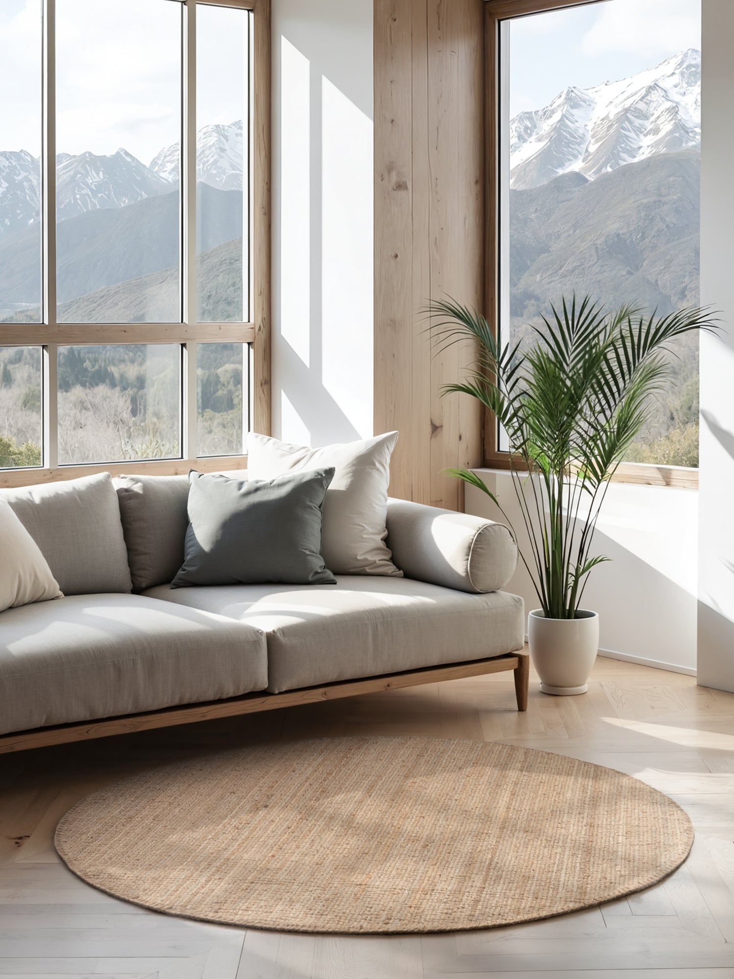 Hanse Home Bouclé-jutematta rund Jaipur natur guld
