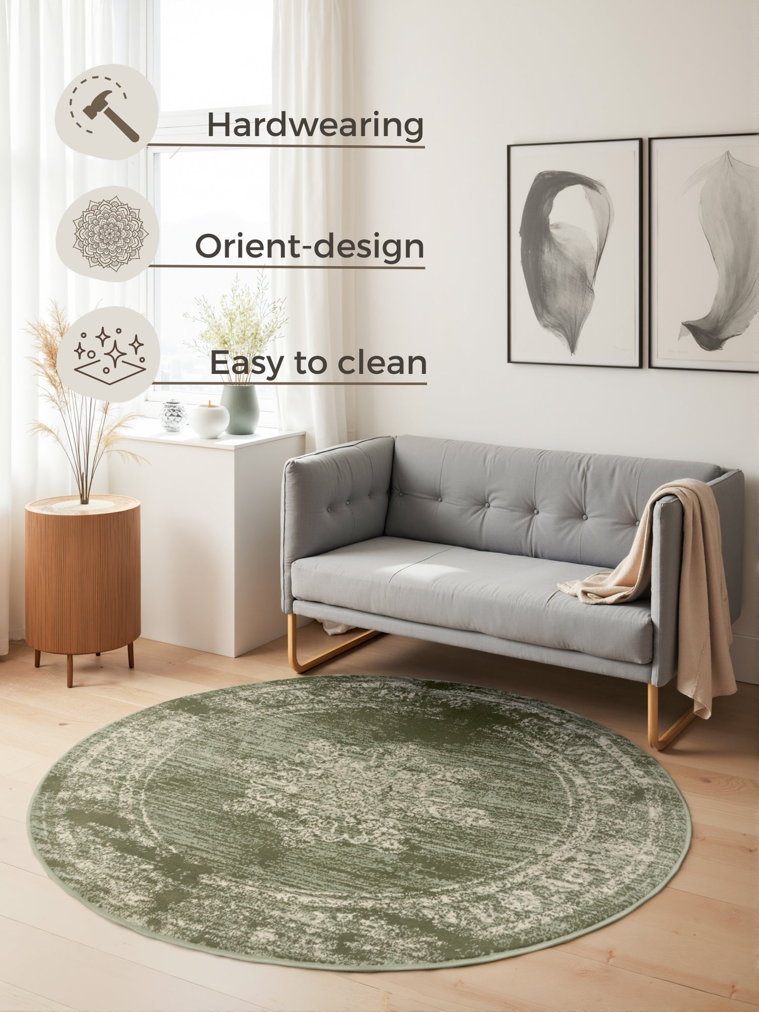 Hanse Home Gloria Kortluggsmatta rund Lydia mint