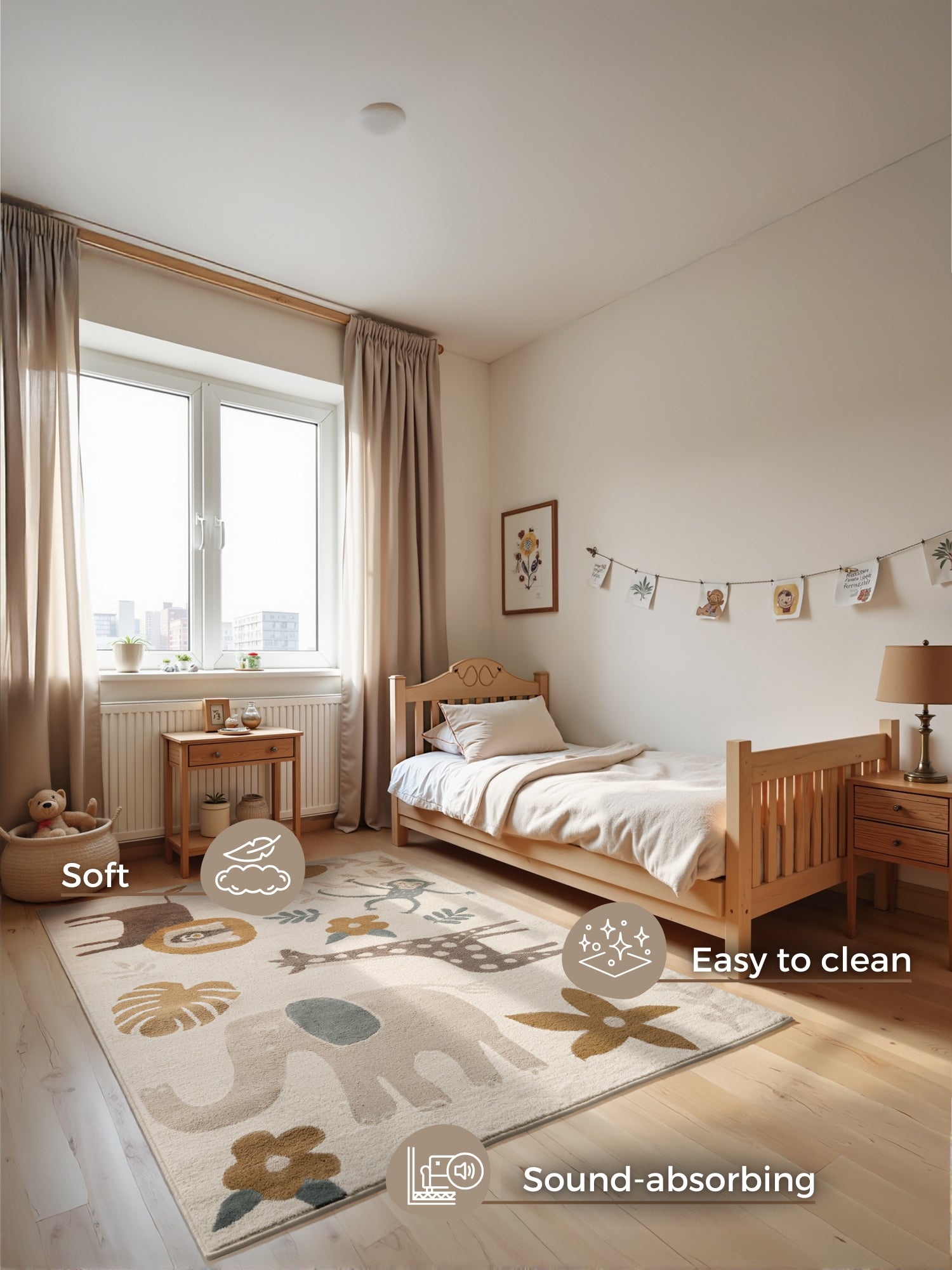 Hanse Home Adventures Barnmatta Animal Safari creme flerfärgad