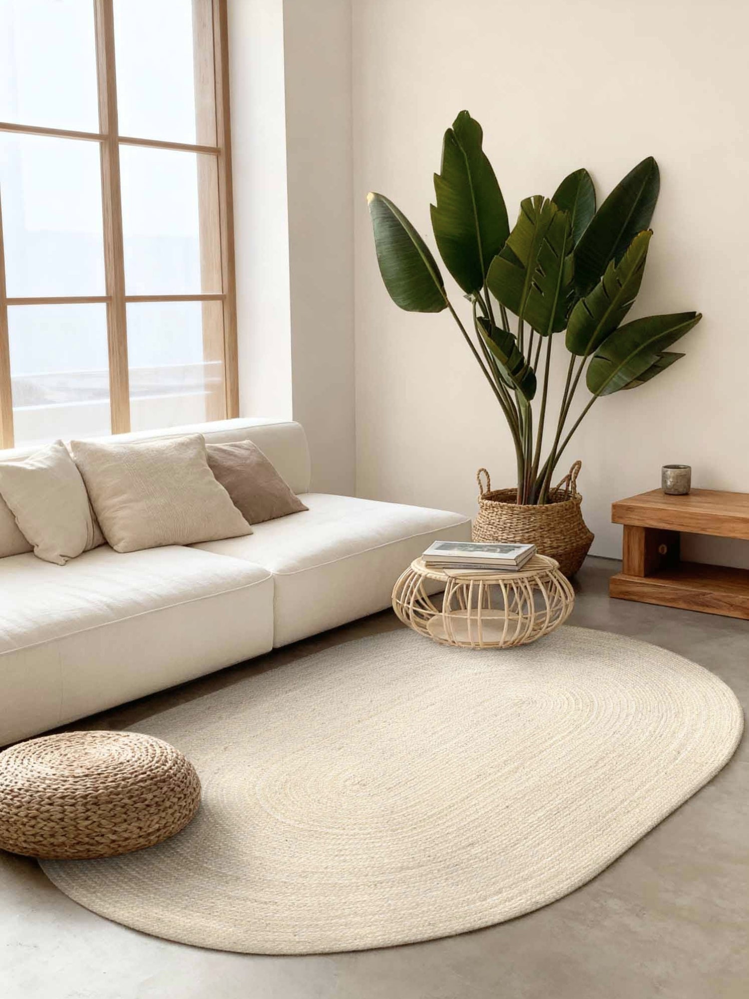 Hanse Home Jute Braided Jutematta oval Rangpur vit