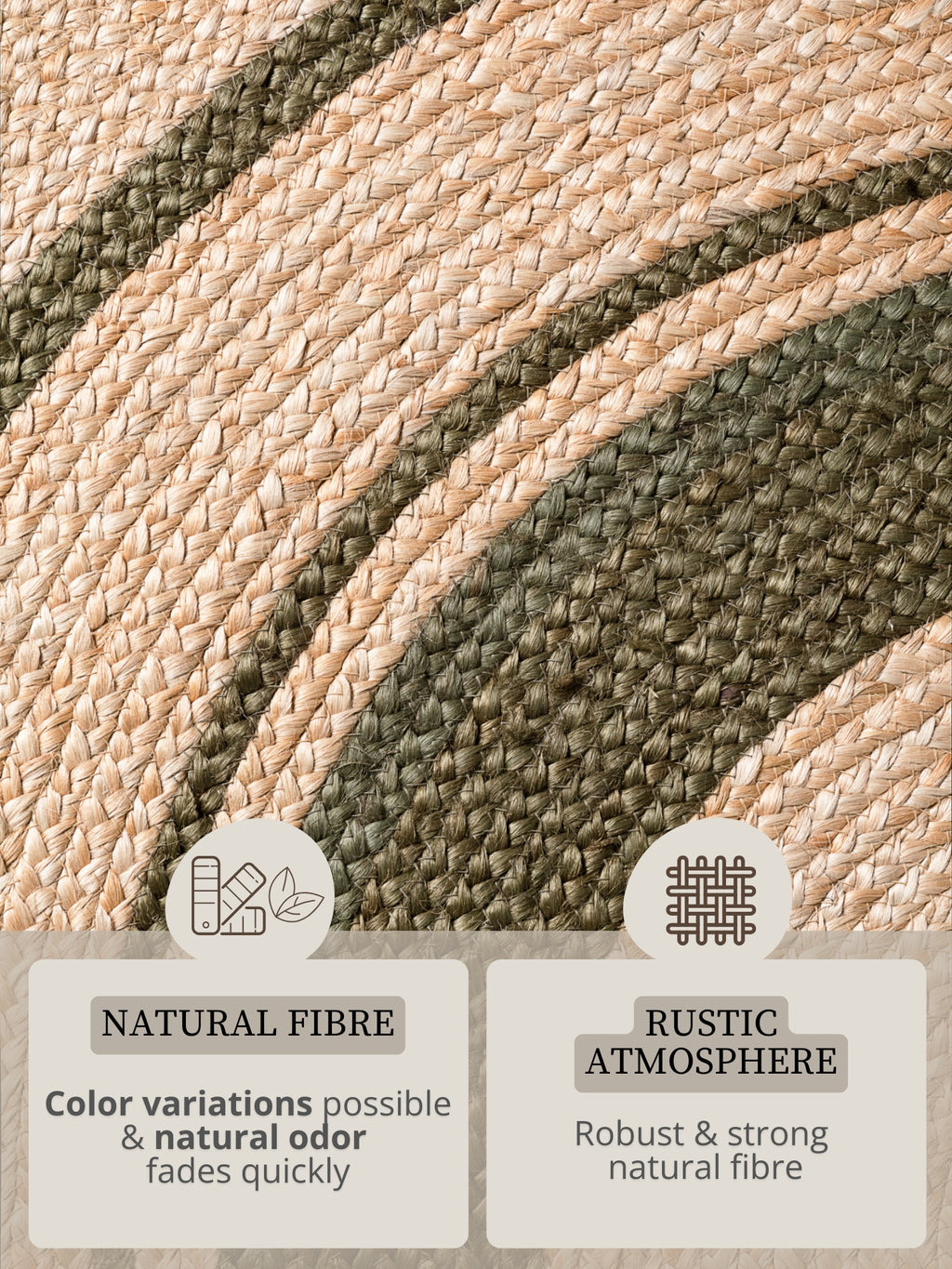 Hanse Home Jute Braided Jutematta rund Basil natur guld grön