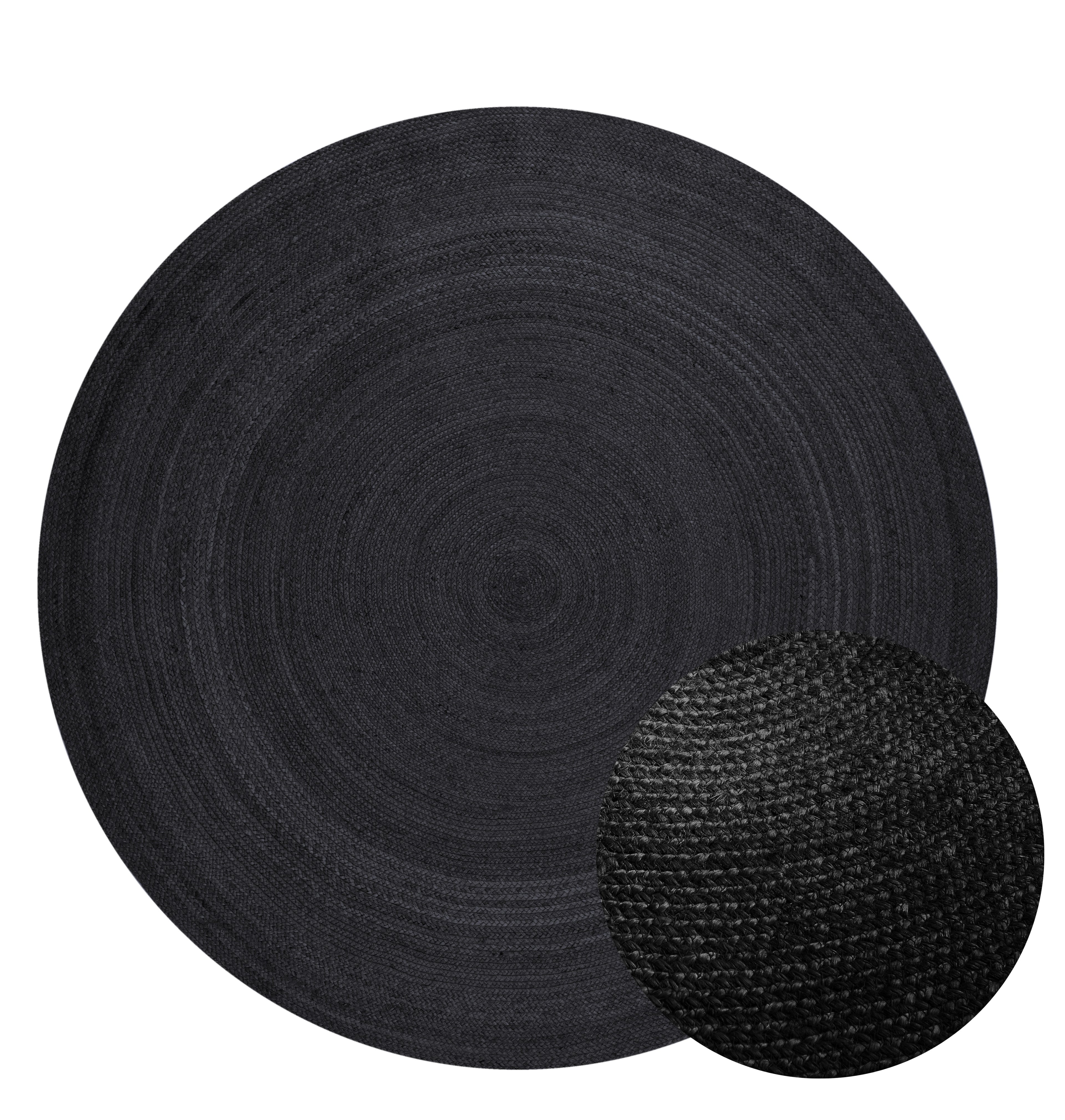 Hanse Home Jute Braided Jutematta rund Rangpur svart
