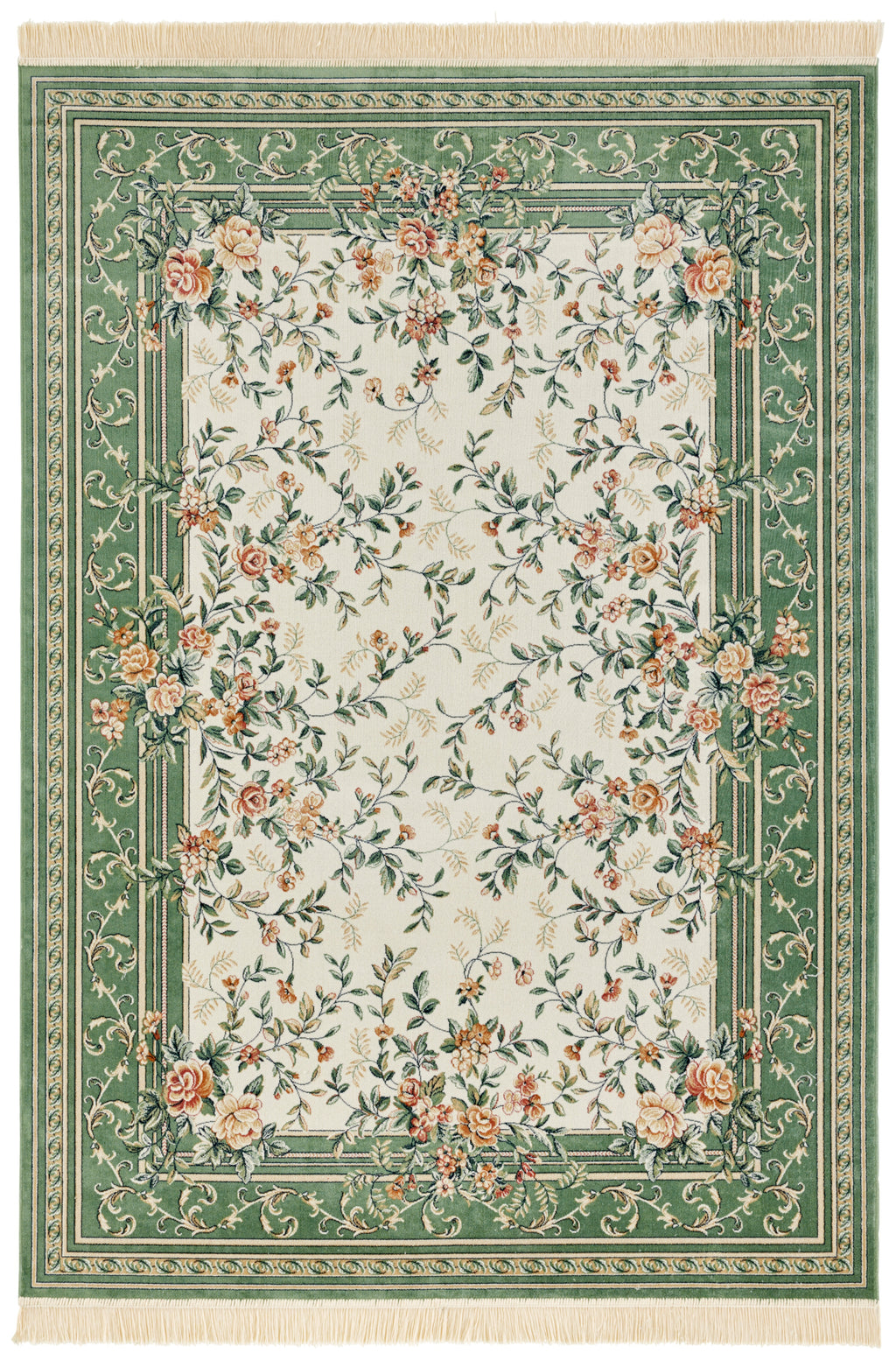 Orientalisk sammetsmatta med fransar Antik Flowers