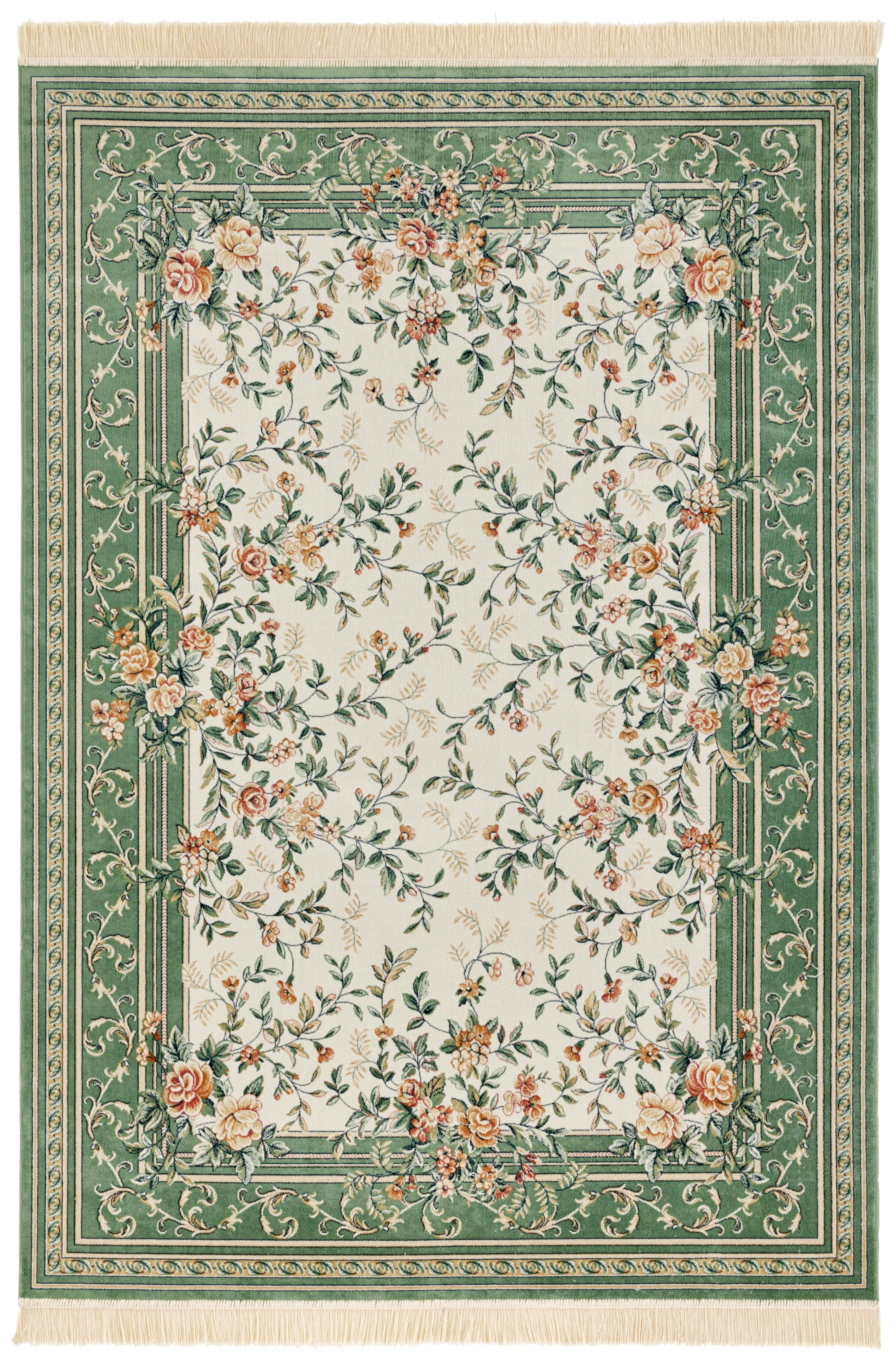 Orientalisk sammetsmatta med fransar Antik Flowers