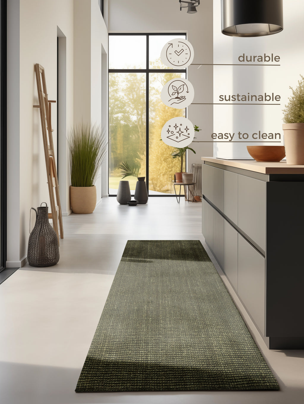 Hanse Home Bouclé-jutematta Jaipur djungelgrön