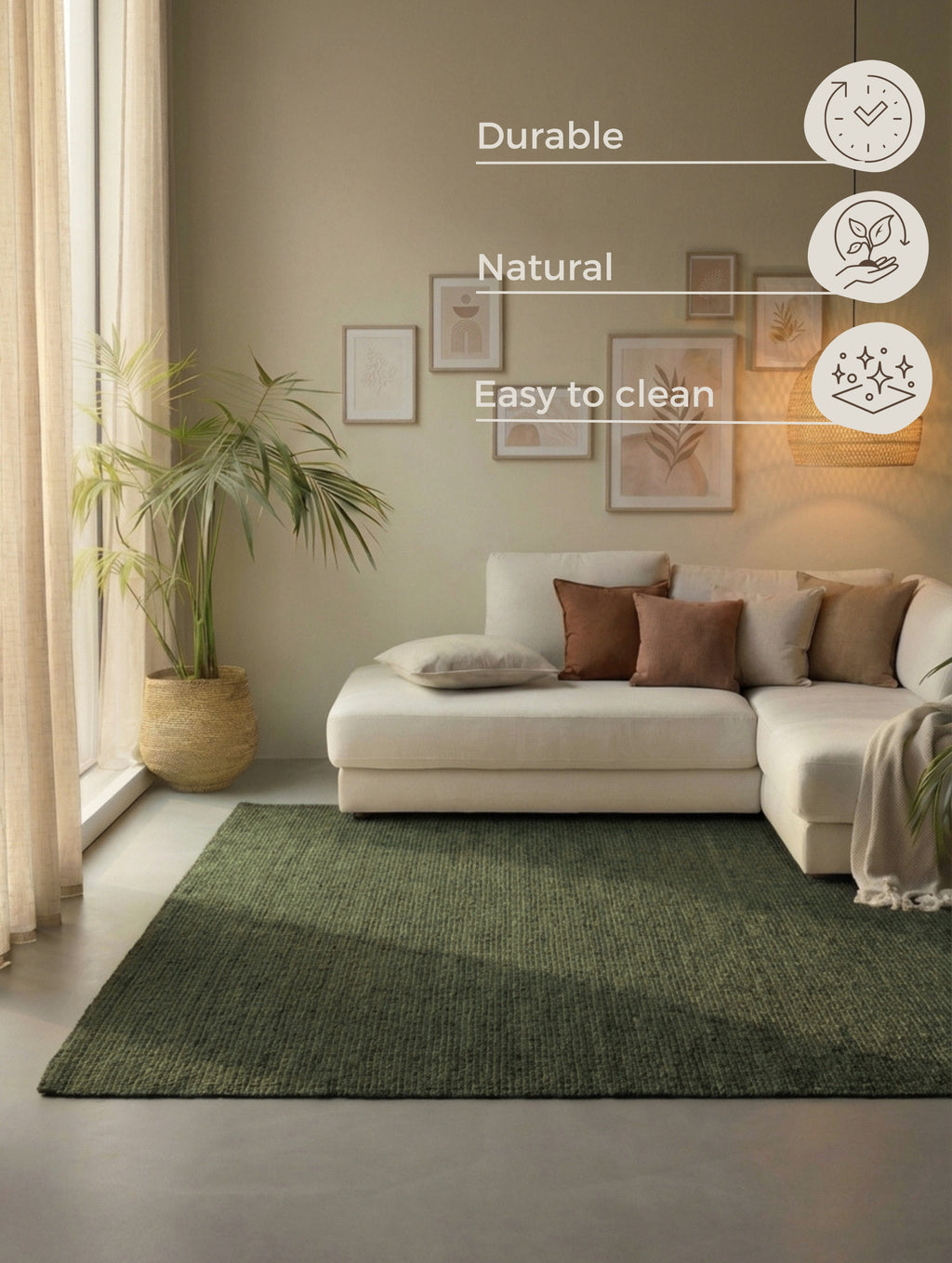 Hanse Home Bouclé-jutematta Jaipur djungelgrön
