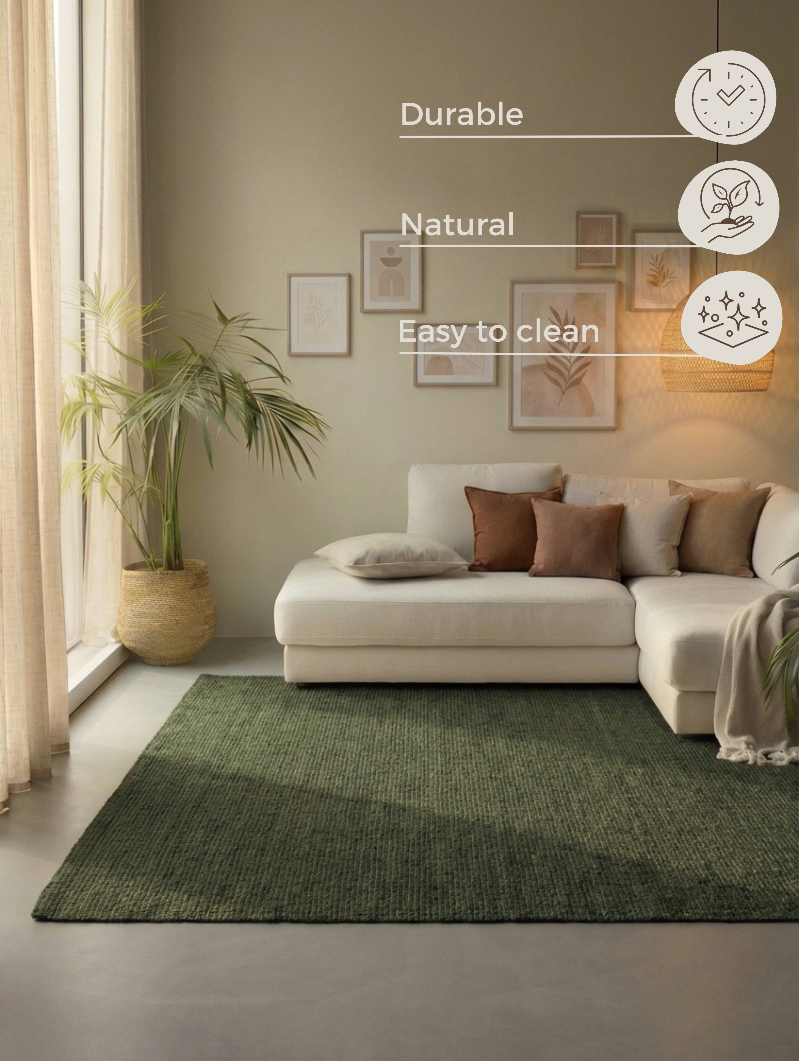 Hanse Home Bouclé-jutematta Jaipur djungelgrön