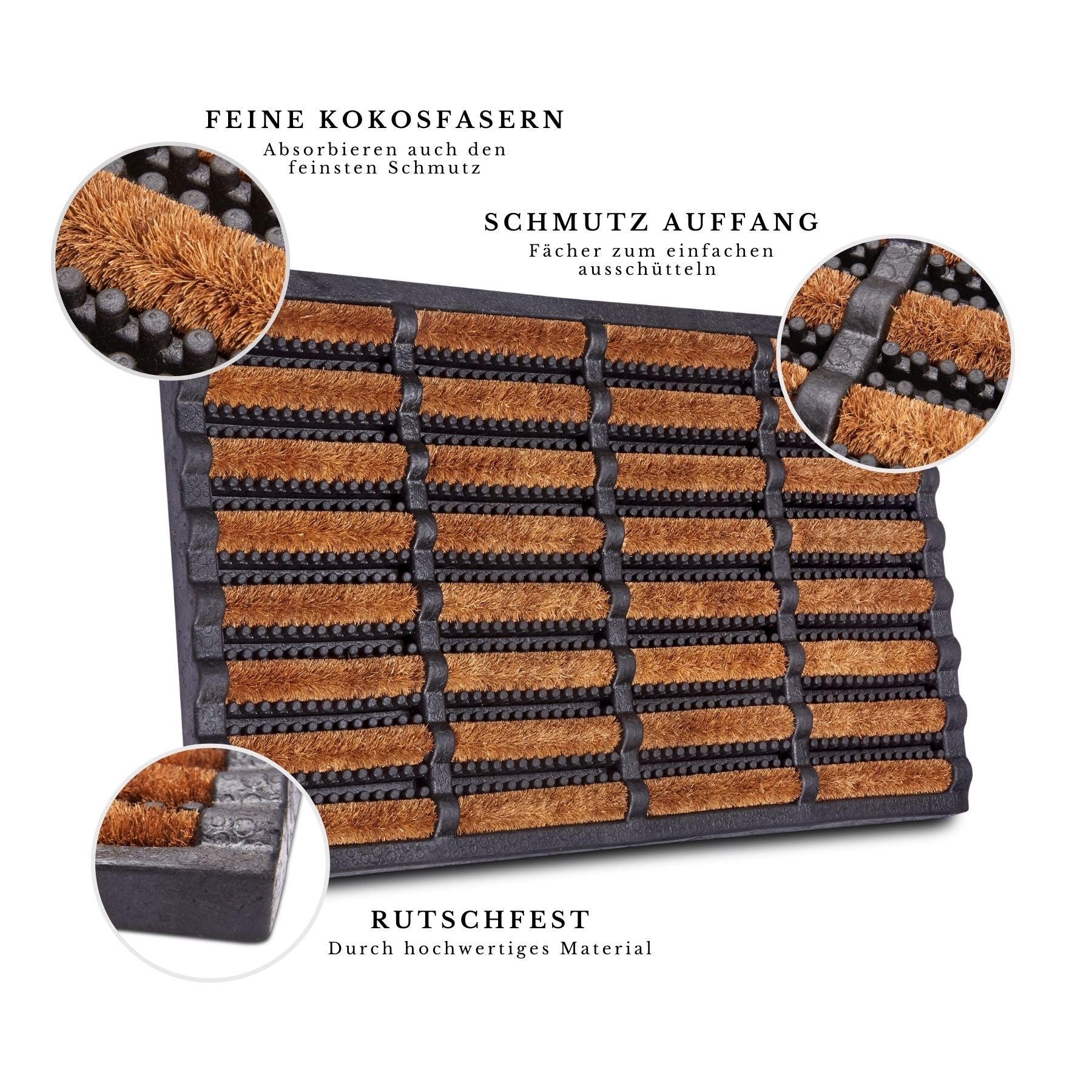 Hanse Home Mix Mats Dörrmatta Rubber-Cocos Brushes svart kokos