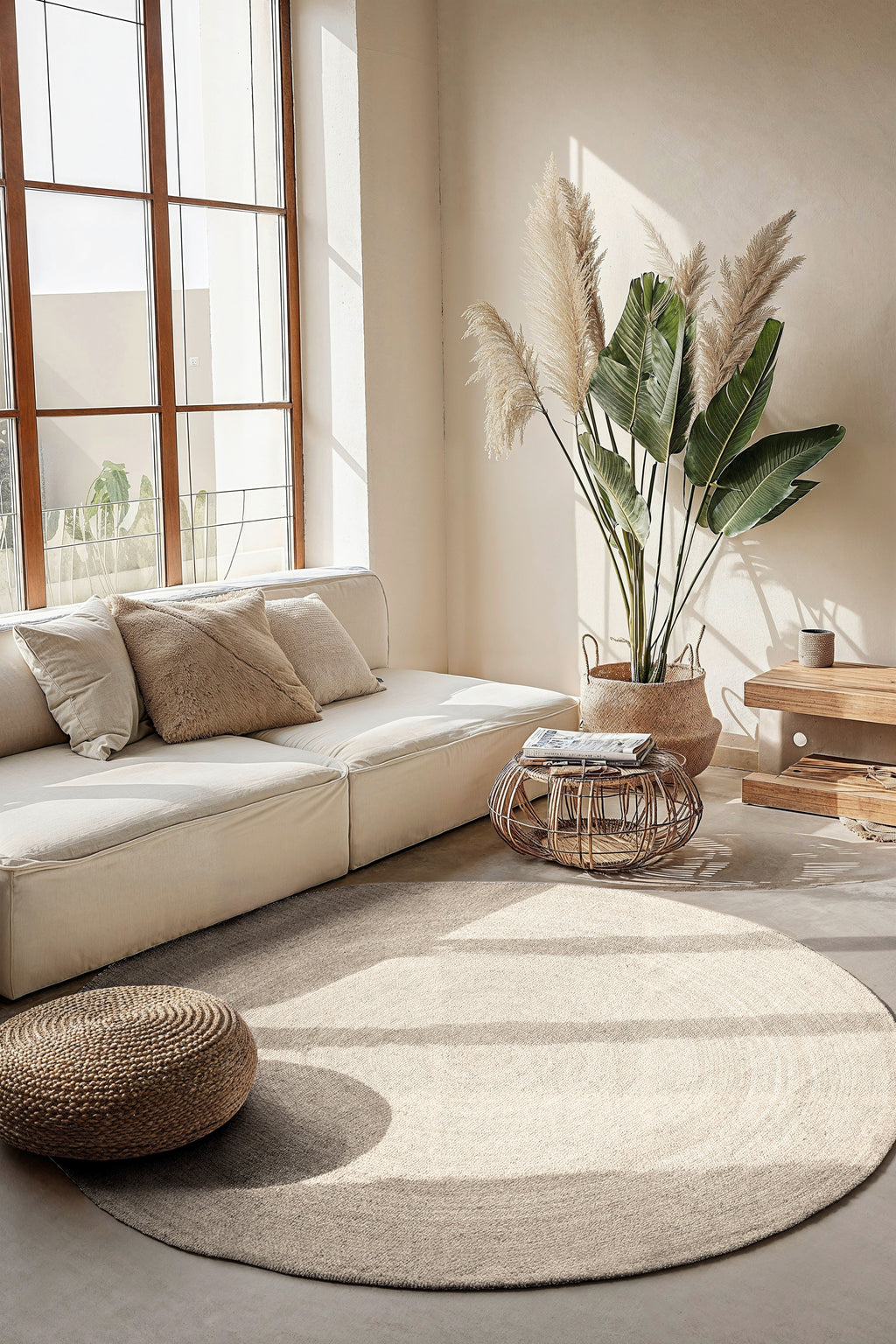 Hanse Home Jute Braided Jutematta rund Rangpur vit