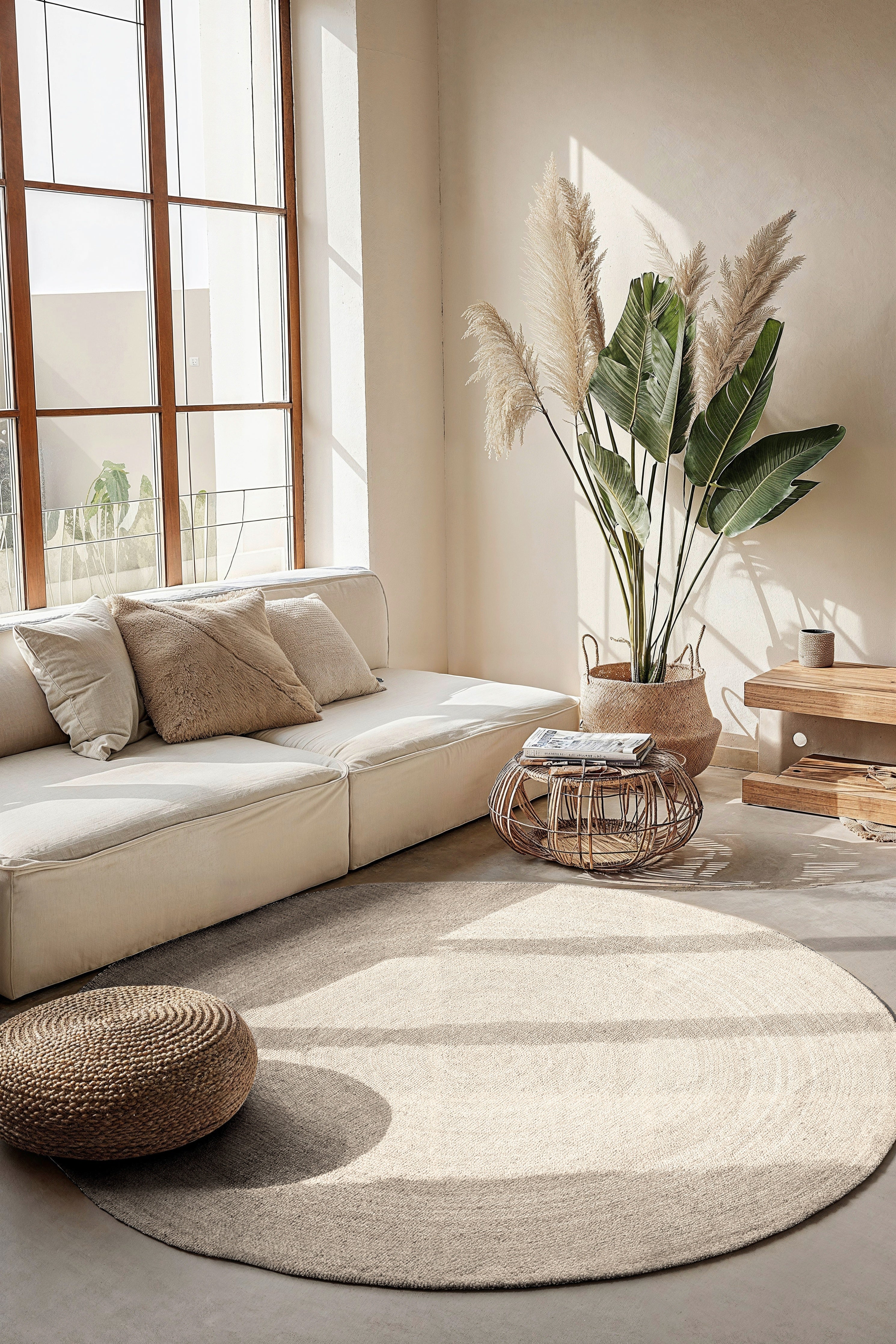 Hanse Home Jute Braided Jutematta rund Rangpur vit
