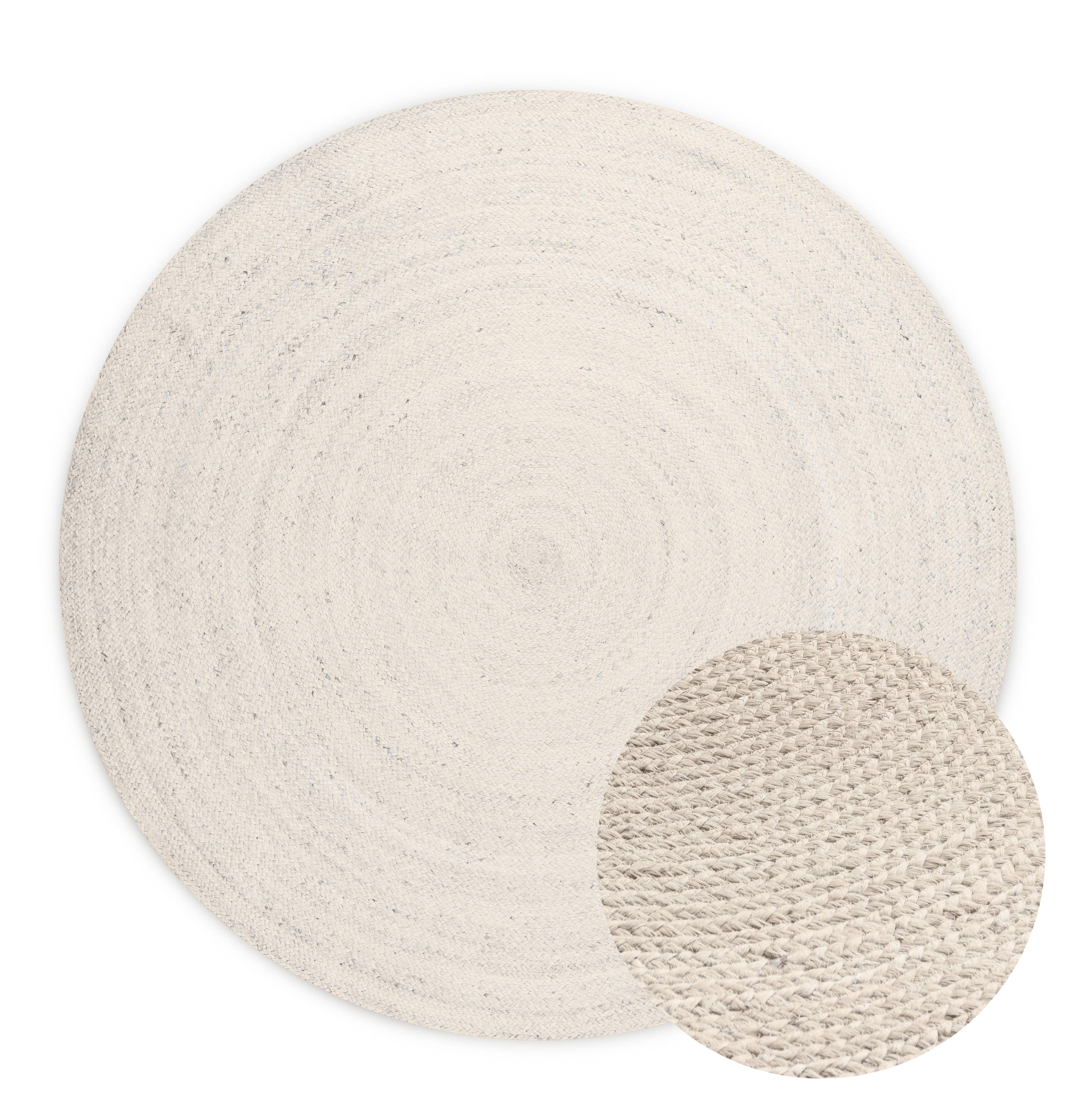 Hanse Home Jute Braided Jutematta rund Rangpur vit