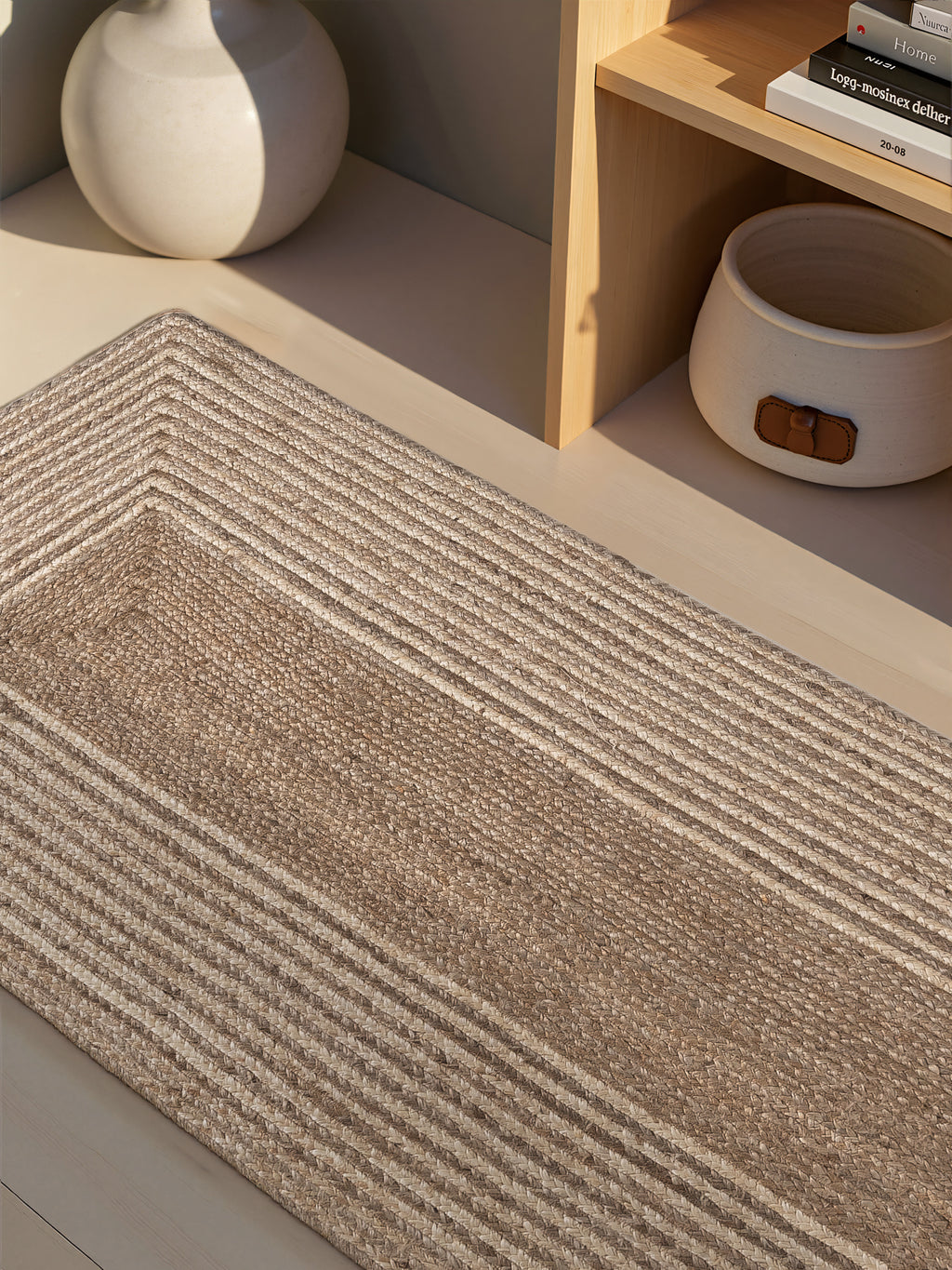 Hanse Home Juno Jutematta Juno Line natur vit Brown