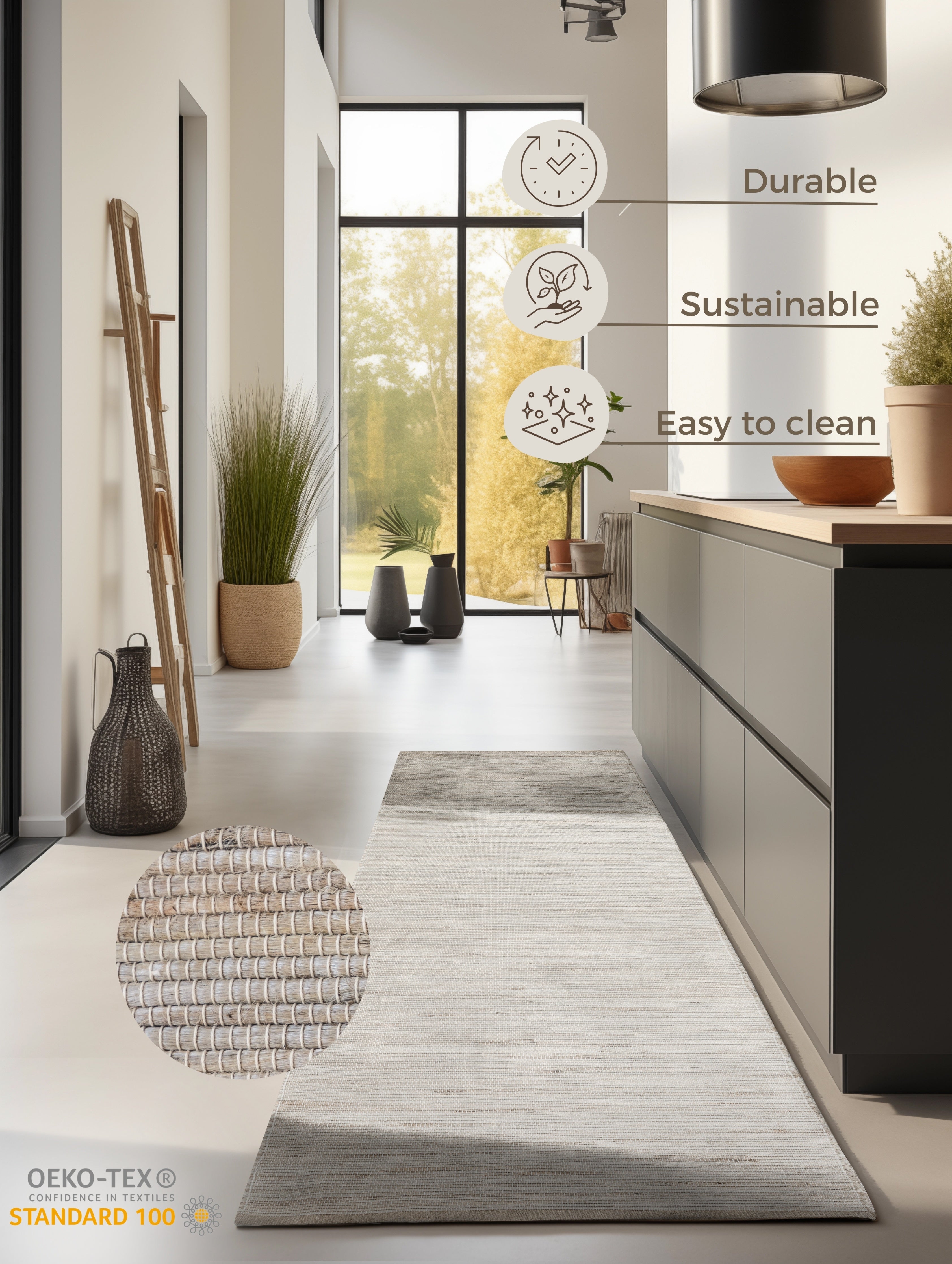 Hanse Home Handloom 1.0 Jutematta Dhaka natur grå brun