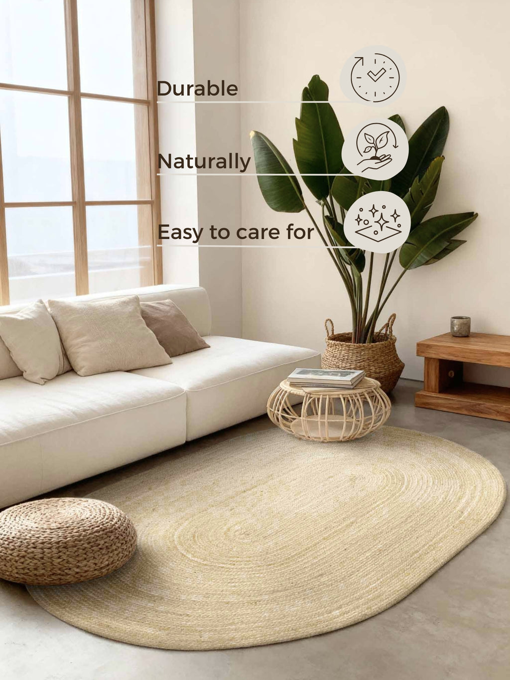 Hanse Home Jute Braided Jutematta oval Rangpur natur elfenben