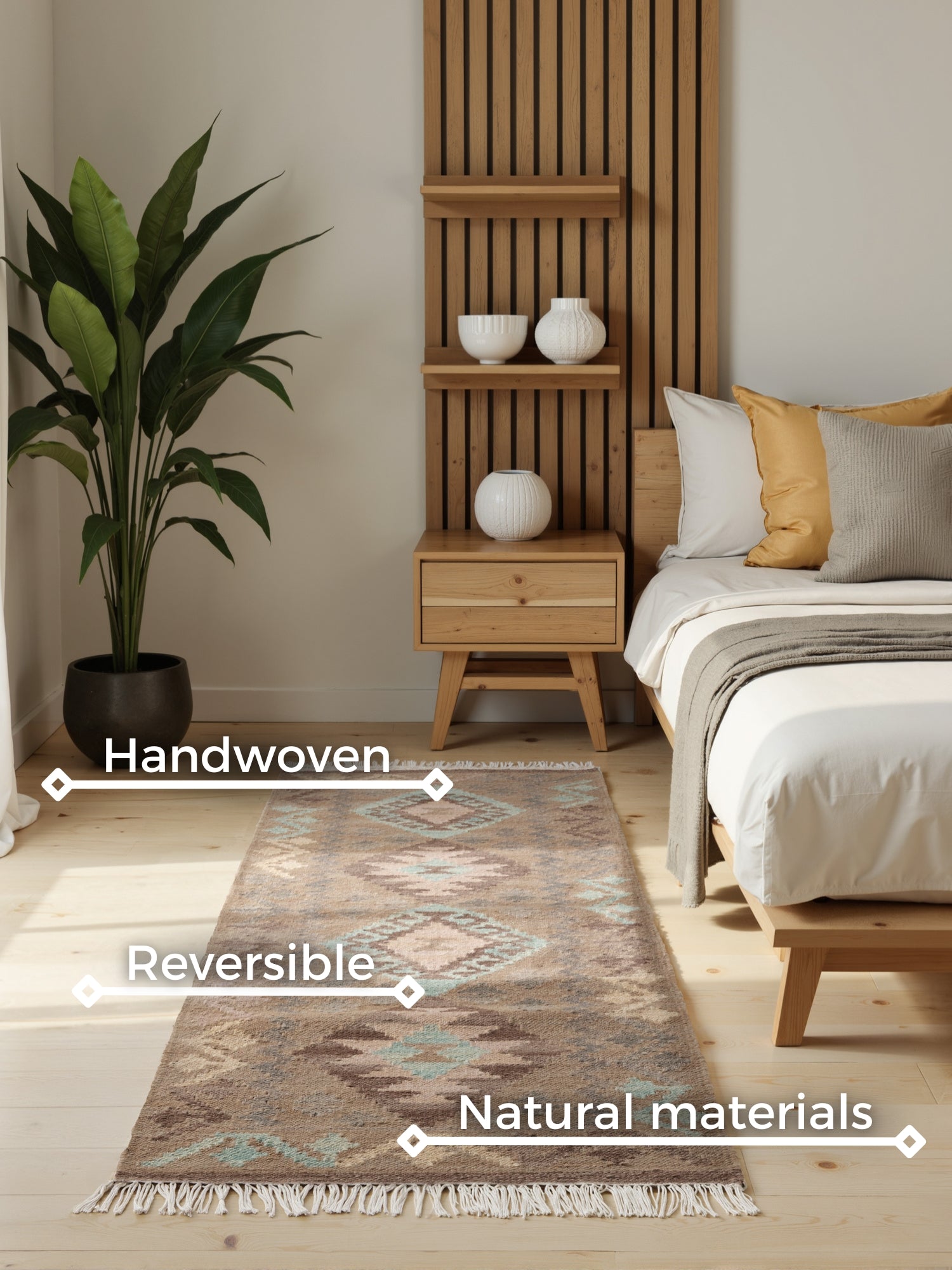Hanse Home Kamal Afghansk kelimmatta Dune beige ljusblå