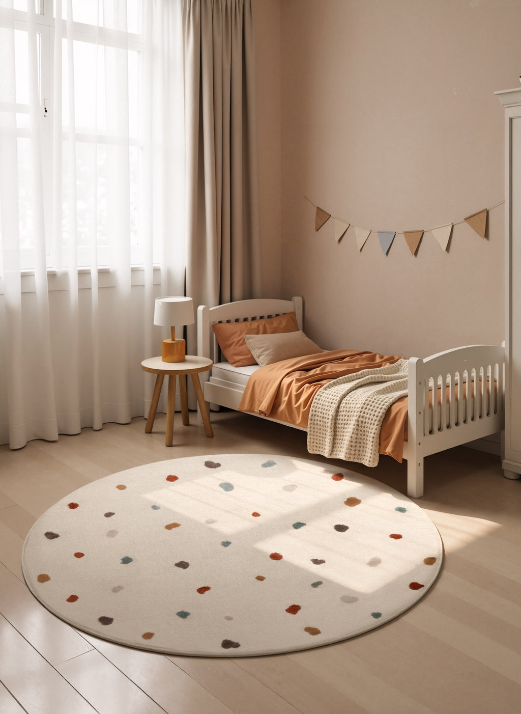 Hanse Home Adventures Barnmatta Rund Funny Dots creme flerfärgad