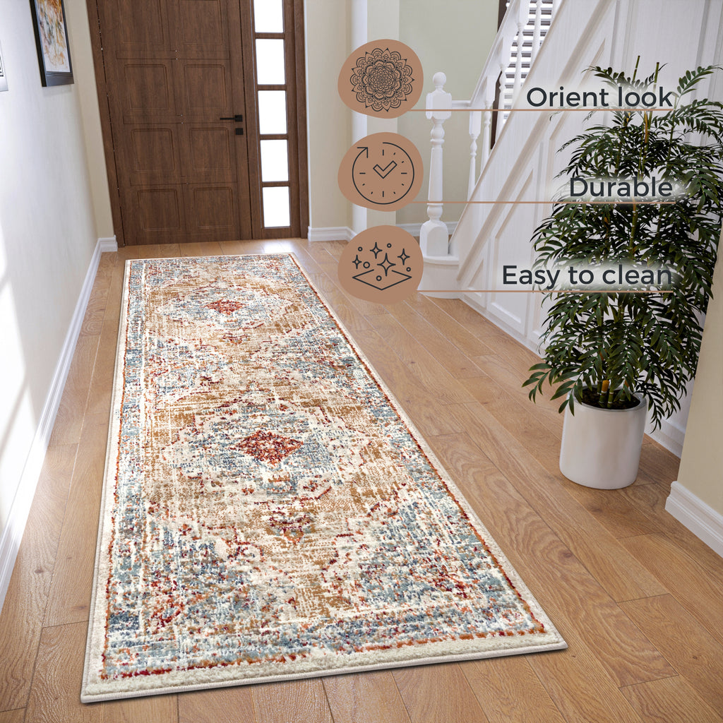 Hanse Home Kortluggsmatta Strozzi beige blå flerfärgad