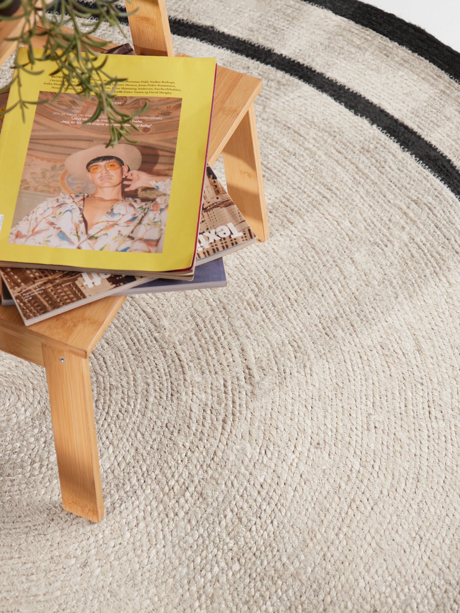 Hanse Home Jute Braided Jutematta rund Lina natur elfenben svart
