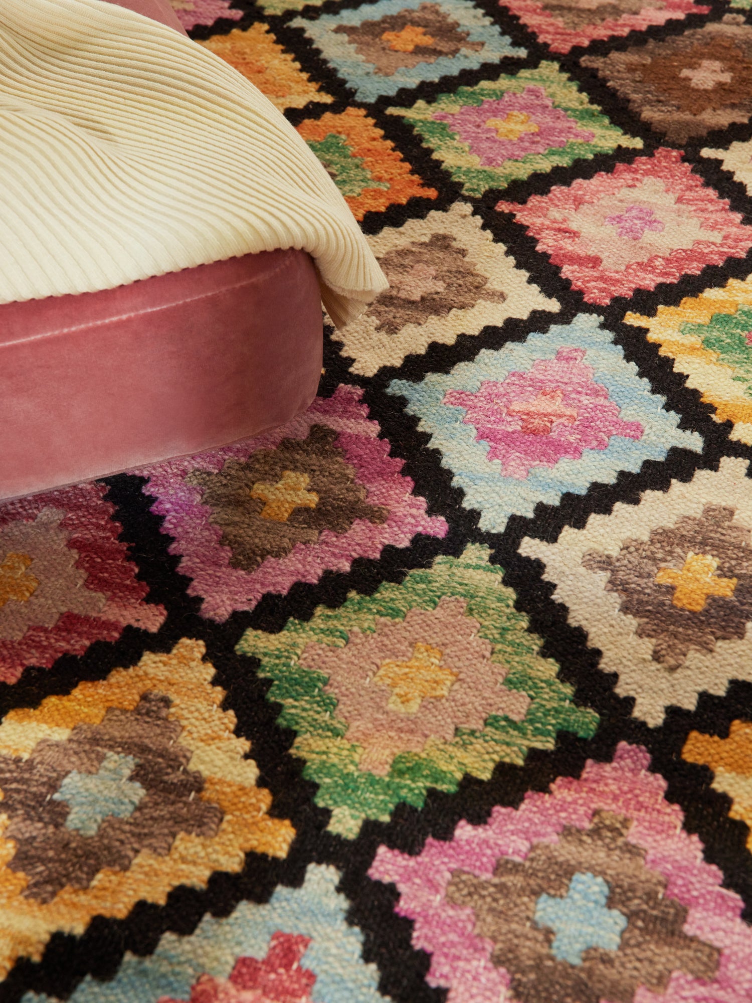 Hanse Home Kamal Afghansk kelimmatta Zara svart flerfärgad